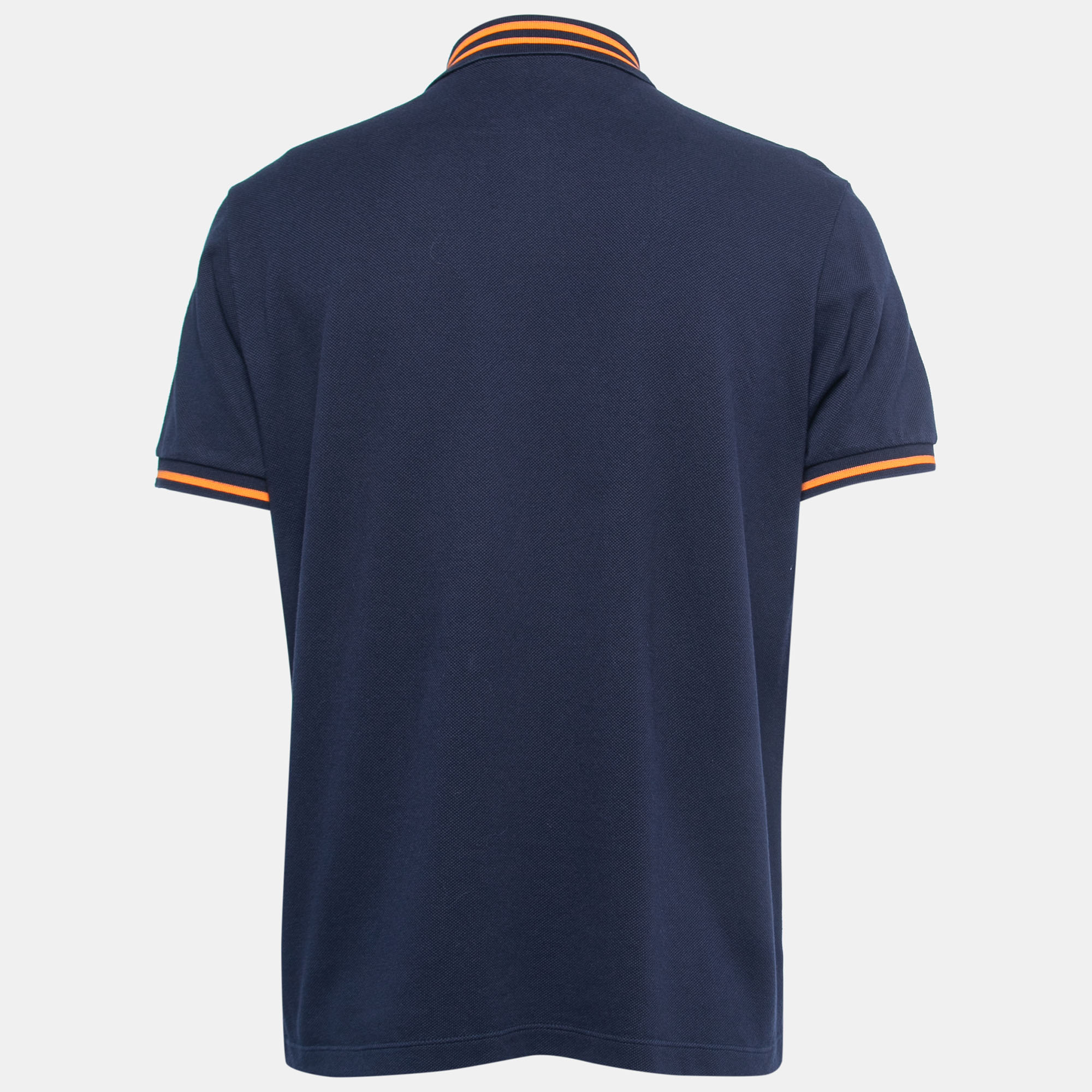 

Gucci Navy Blue All-Over Motif Embroidered Cotton Pique Polo T-Shirt