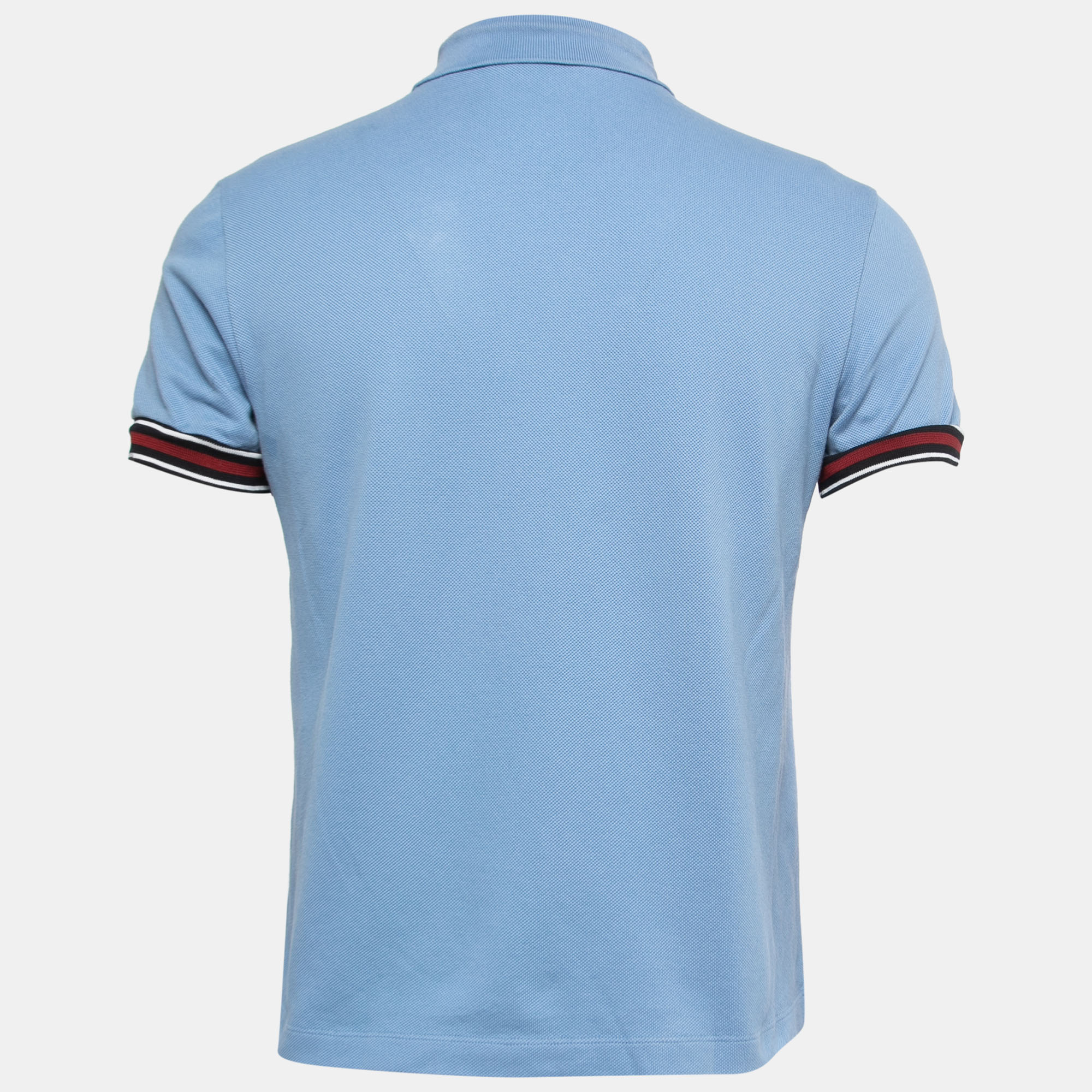 

Gucci Blue Cotton Pique WebTrimmed Polo T-shirt