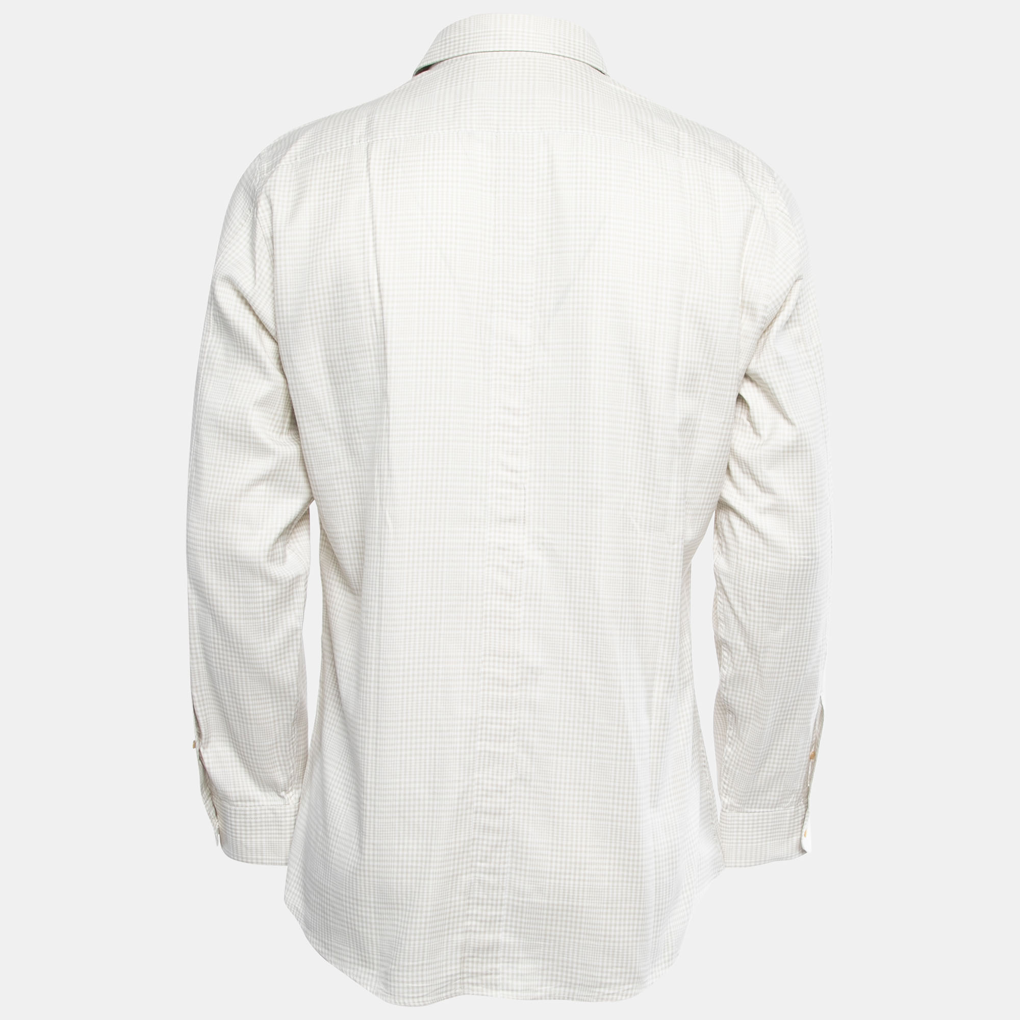 

Gucci White/Beige Plaided Cotton Button Front Full Sleeve Slim-Fit Shirt