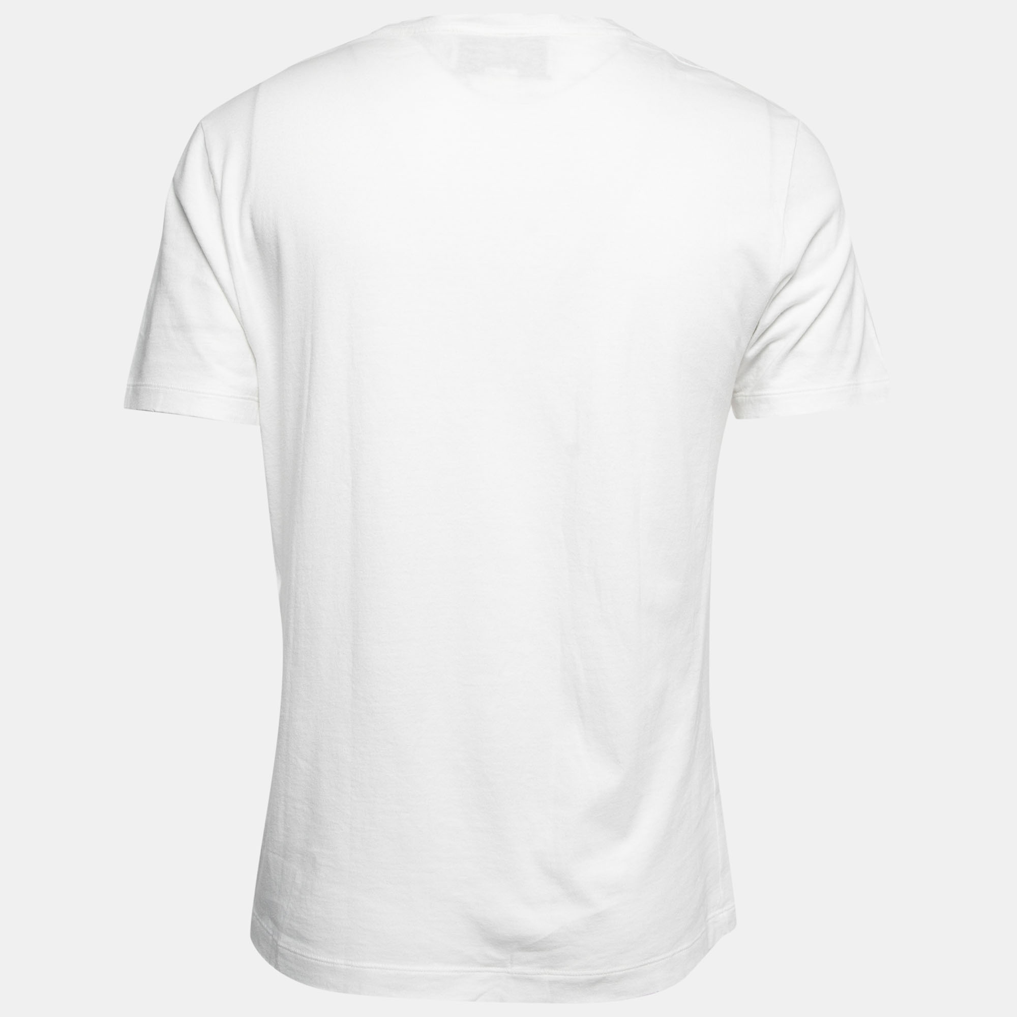 

Gucci White Embroidered Cotton Knit Crew Neck T-Shirt