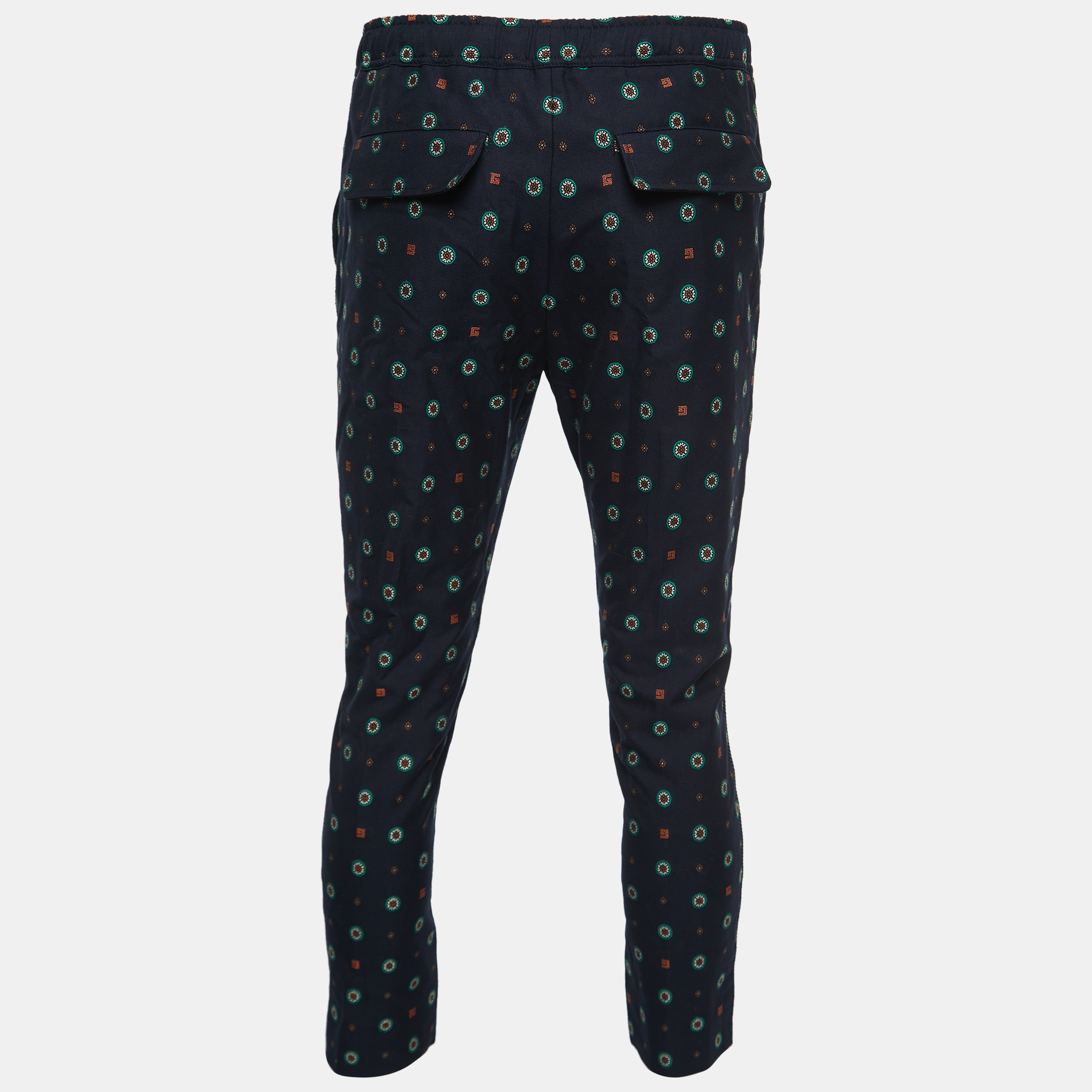 

Gucci Navy Blue Patterned Cotton Twill Trousers