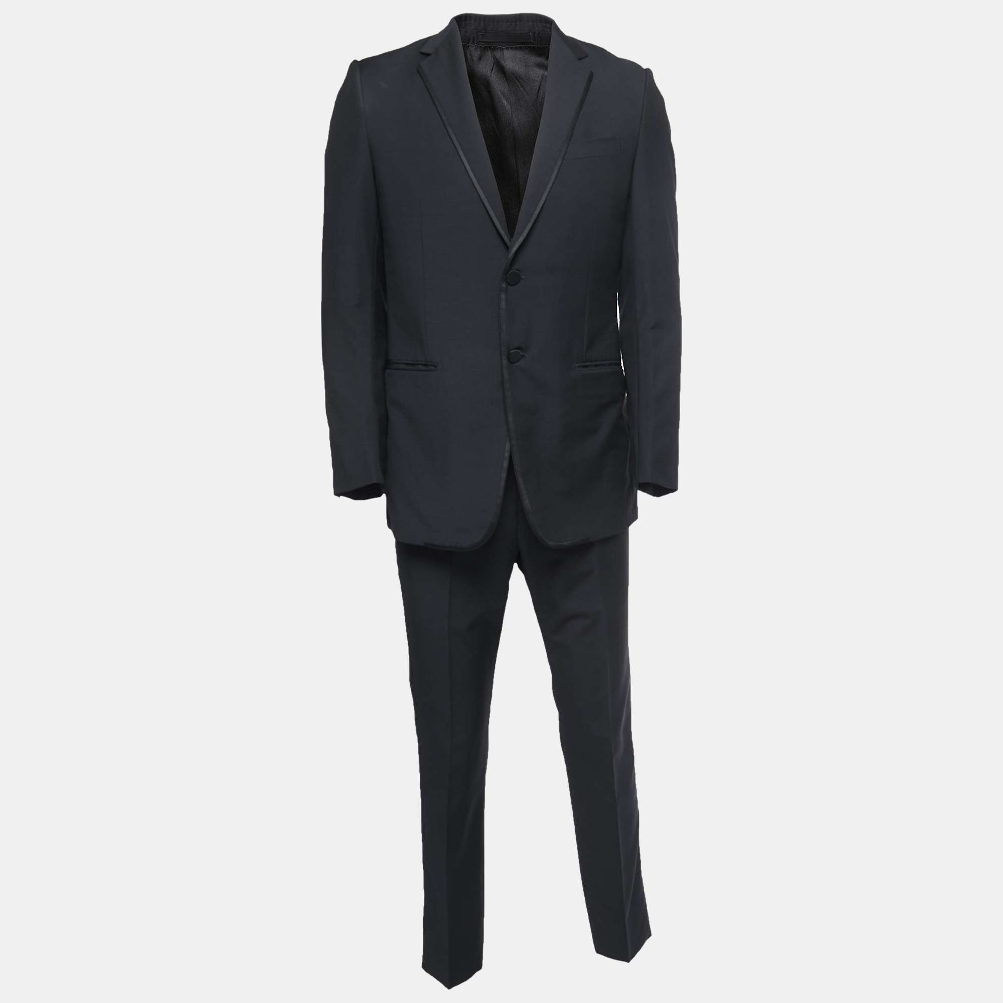 Pre-owned Gucci Black Wool Blazer Pant Suit M
