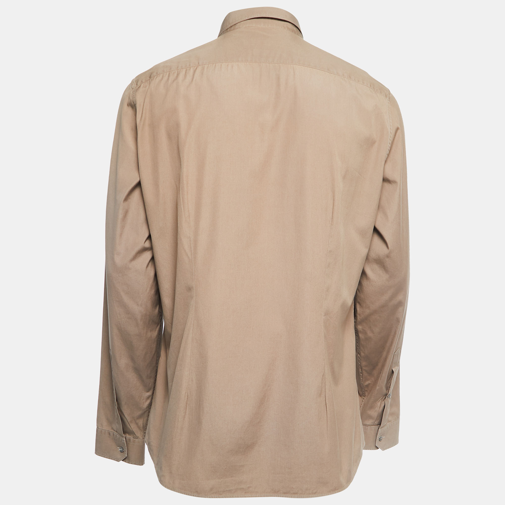 

Gucci Dark Beige Cotton Button Front Slim Fit Shirt 3XL