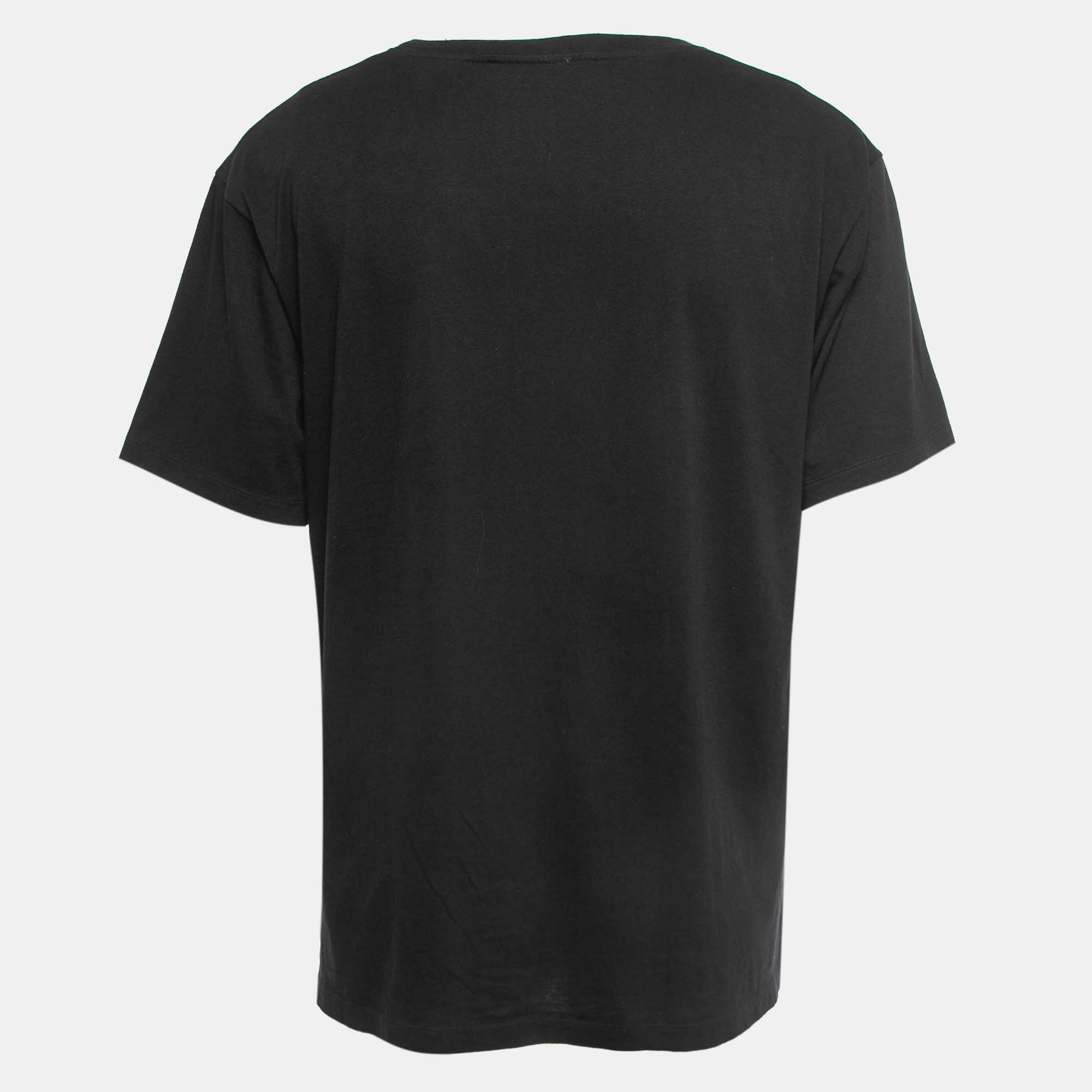 

Gucci Black Logo Printed Cotton Knit T-Shirt