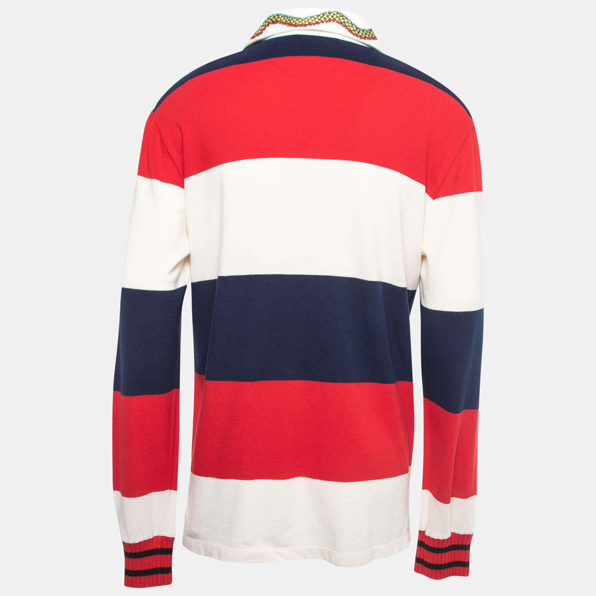 

Gucci Multicolor Striped Cotton Knit Contrast Collar Detail Long Sleeve t-Shirt