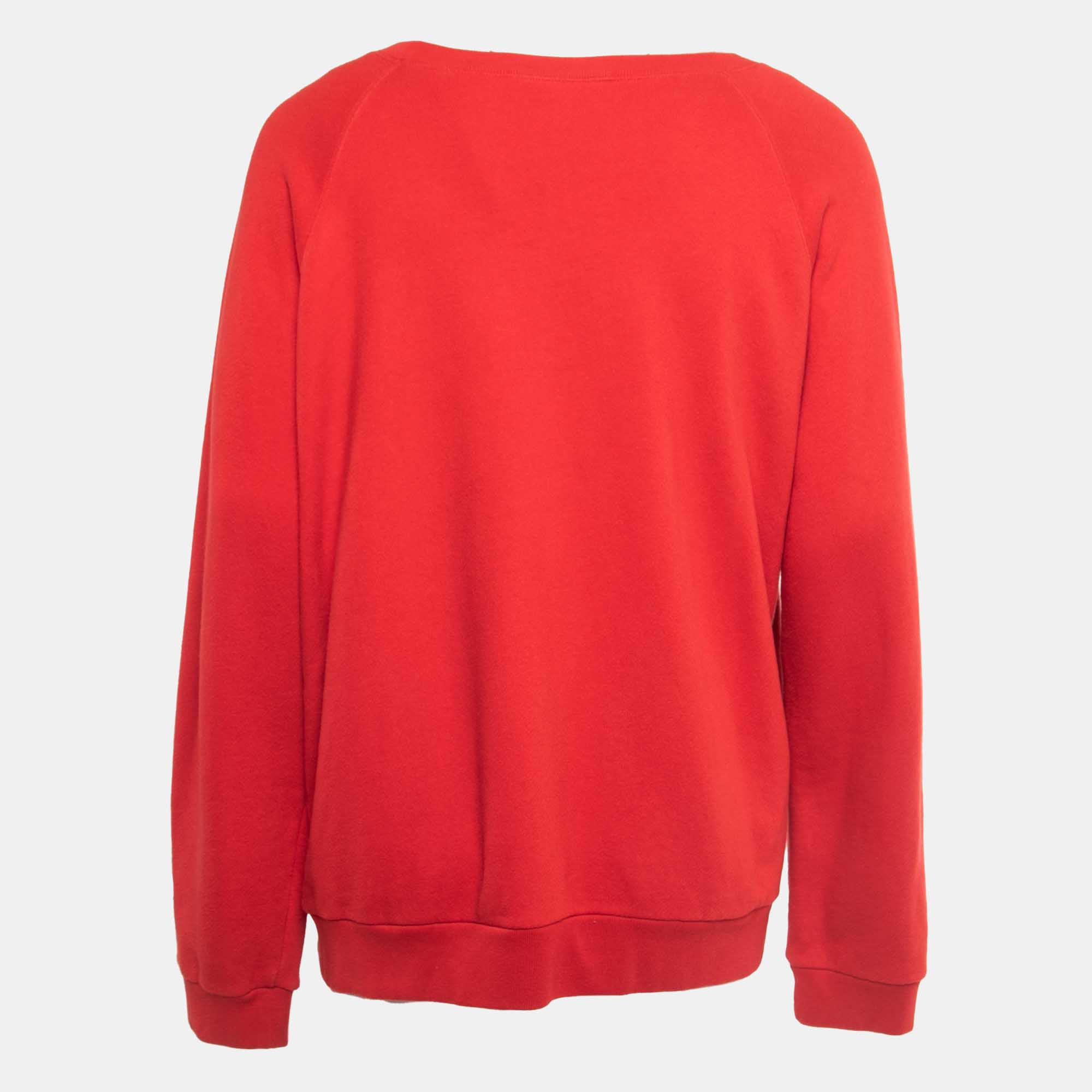 

Gucci Red Tiger Embroidered Cotton Knit Sweatshirt