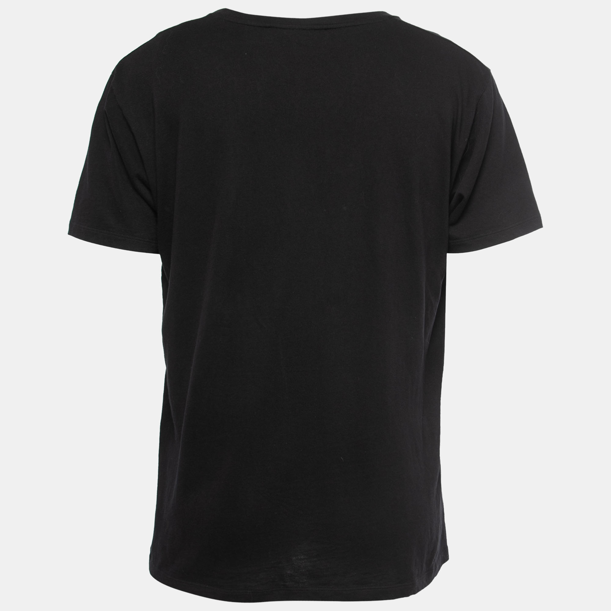 

Gucci Black Logo Print Cotton Crew Neck T-Shirt