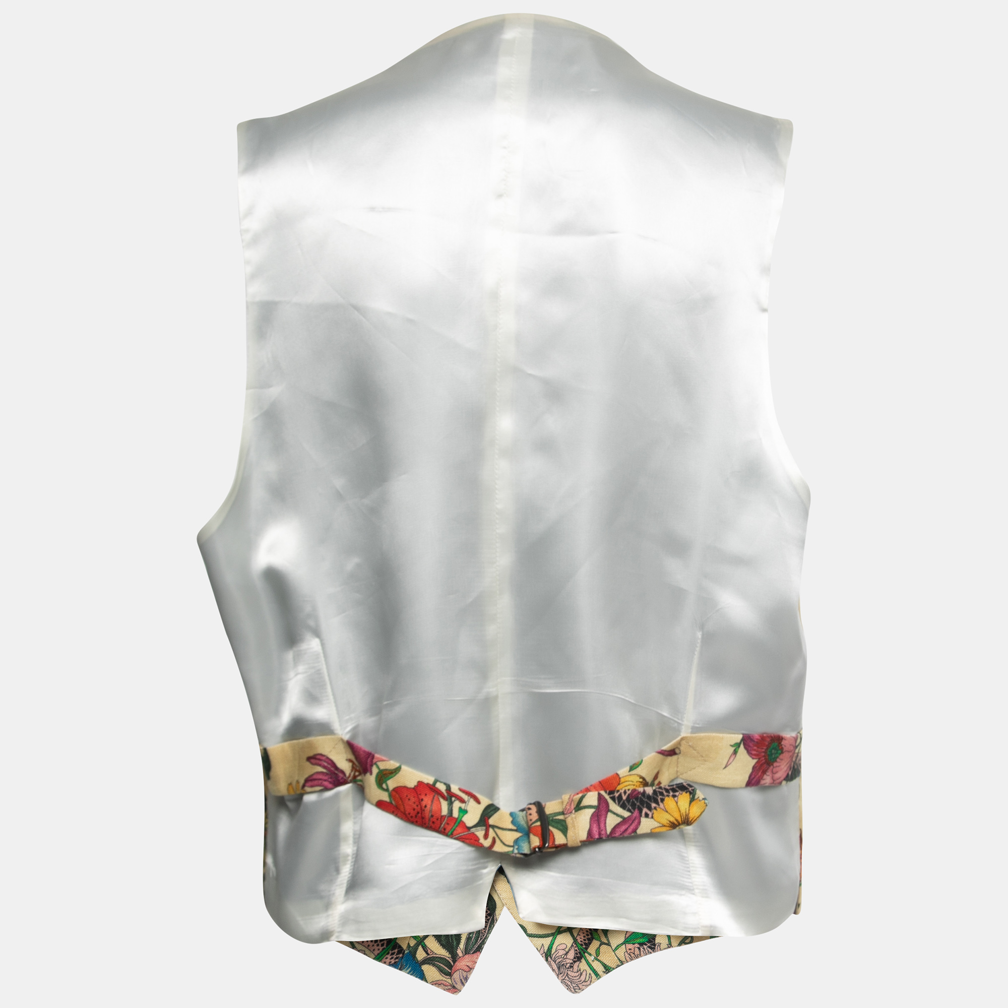 

Gucci Beige Floral Snake Printed Linen Vest 3XL