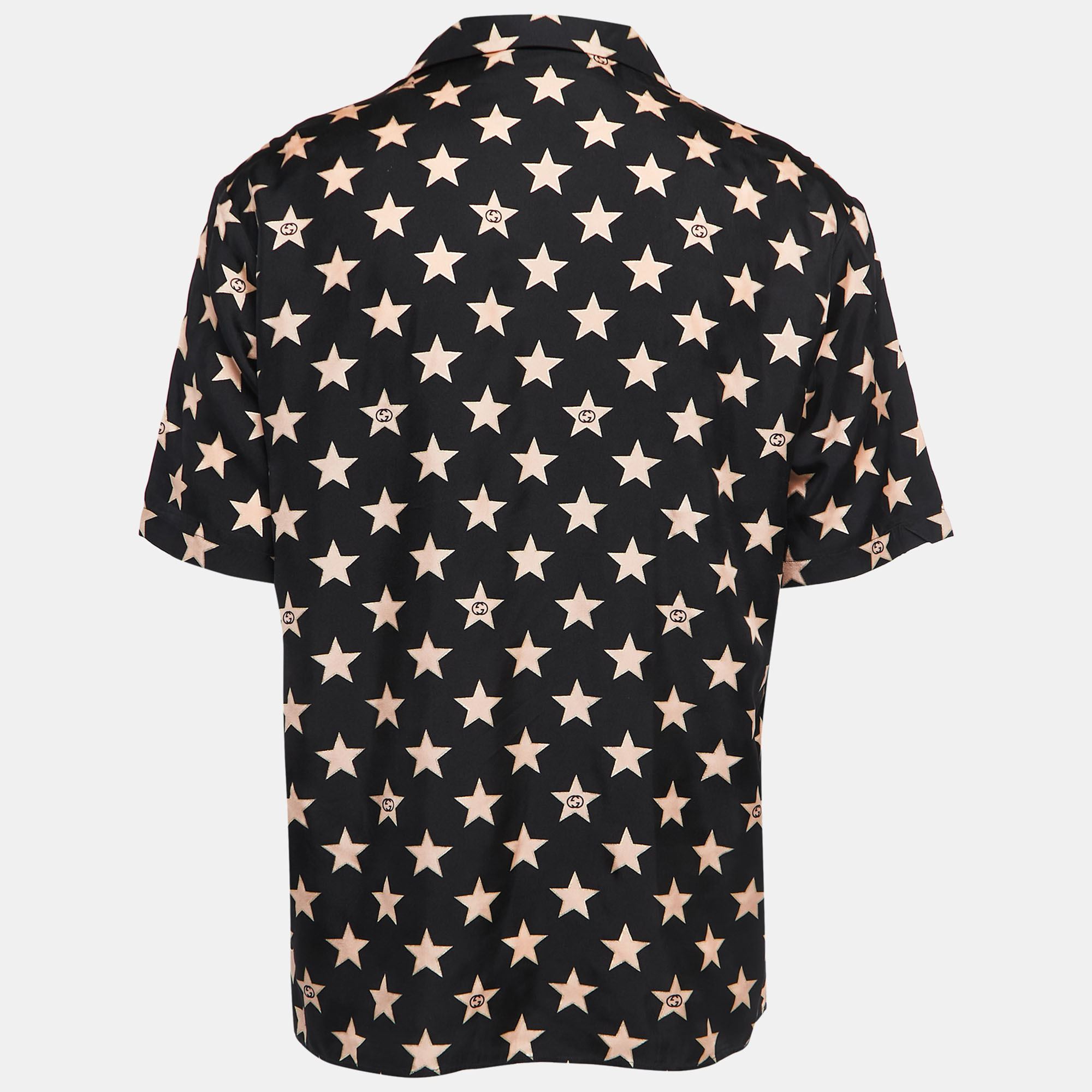 

Gucci Black Star Printed Silk Short Sleeve Shirt