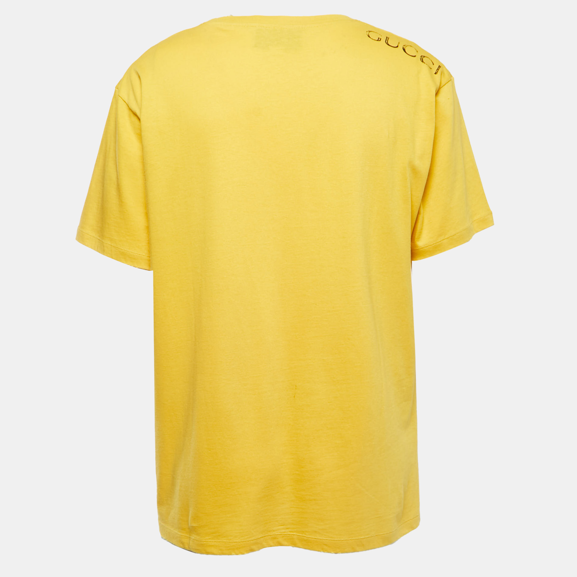 

Gucci Yellow Distressed Cotton T-Shirt