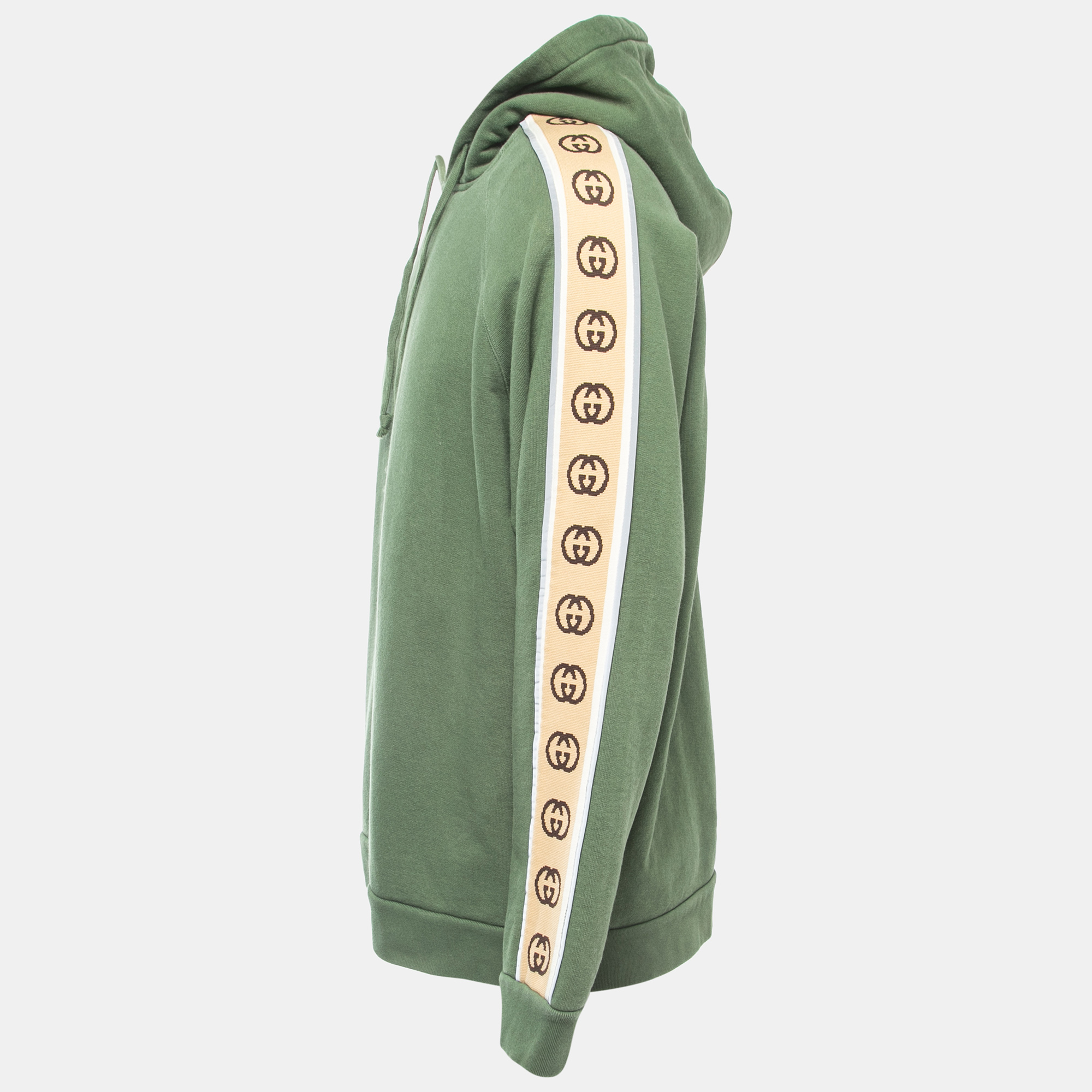 

Gucci Green Cotton Logo Tape Detail Hooded Sweatshirt