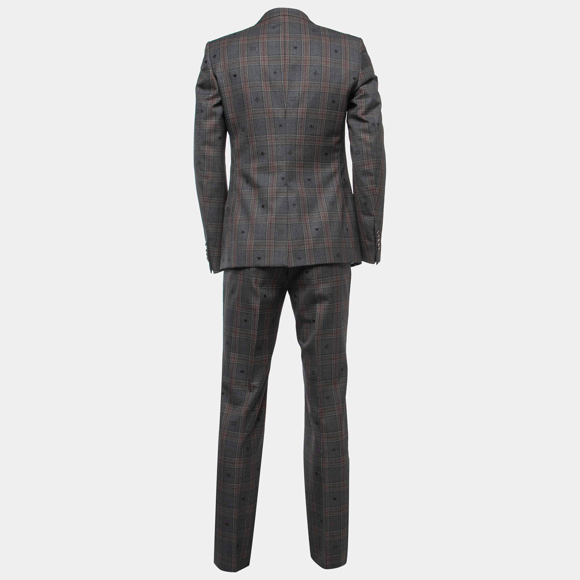 

Gucci Grey Hearts Bee Patterned Classic Check Tailored Suit