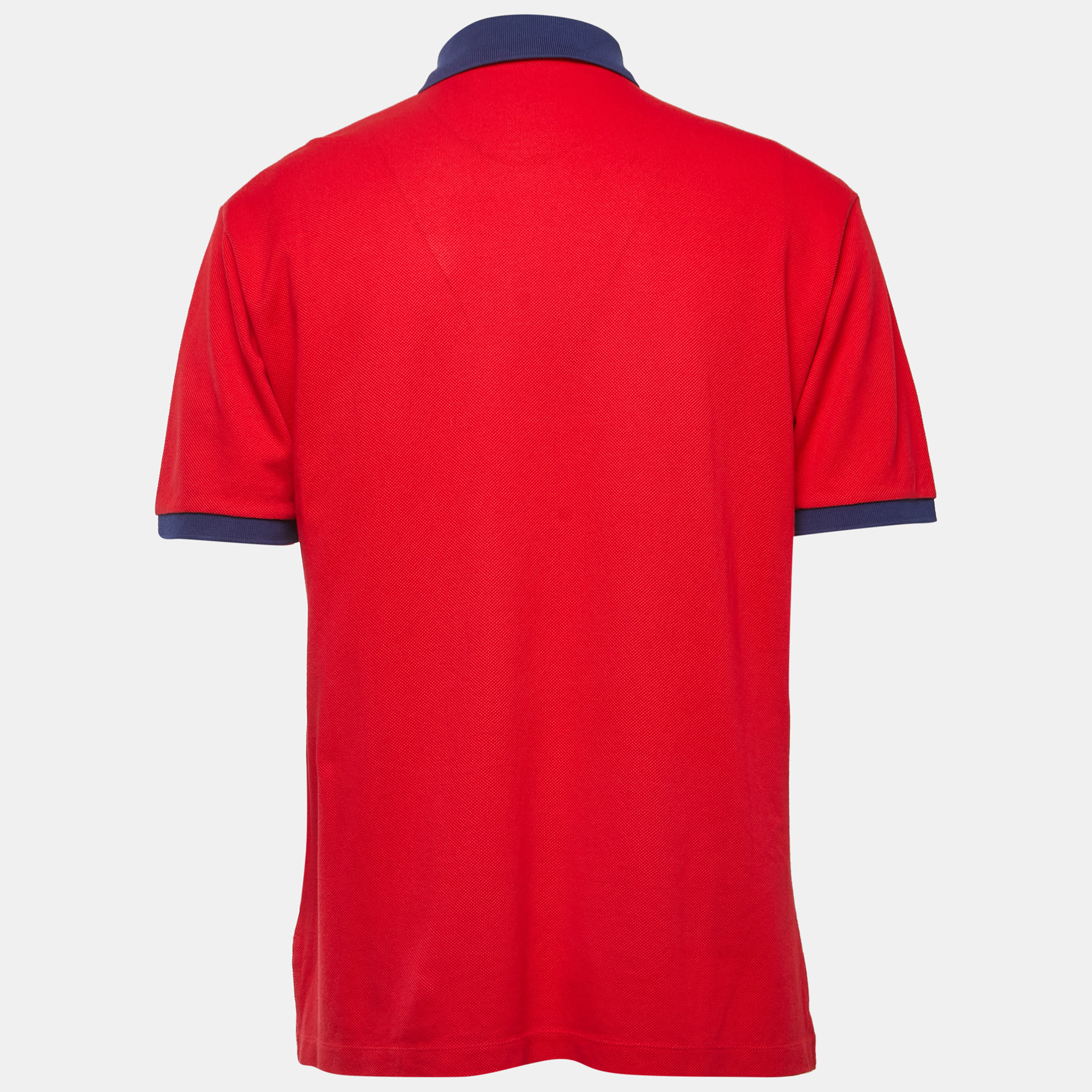 

Gucci Red Cotton Contrast Collar Detailed Polo T-Shirt