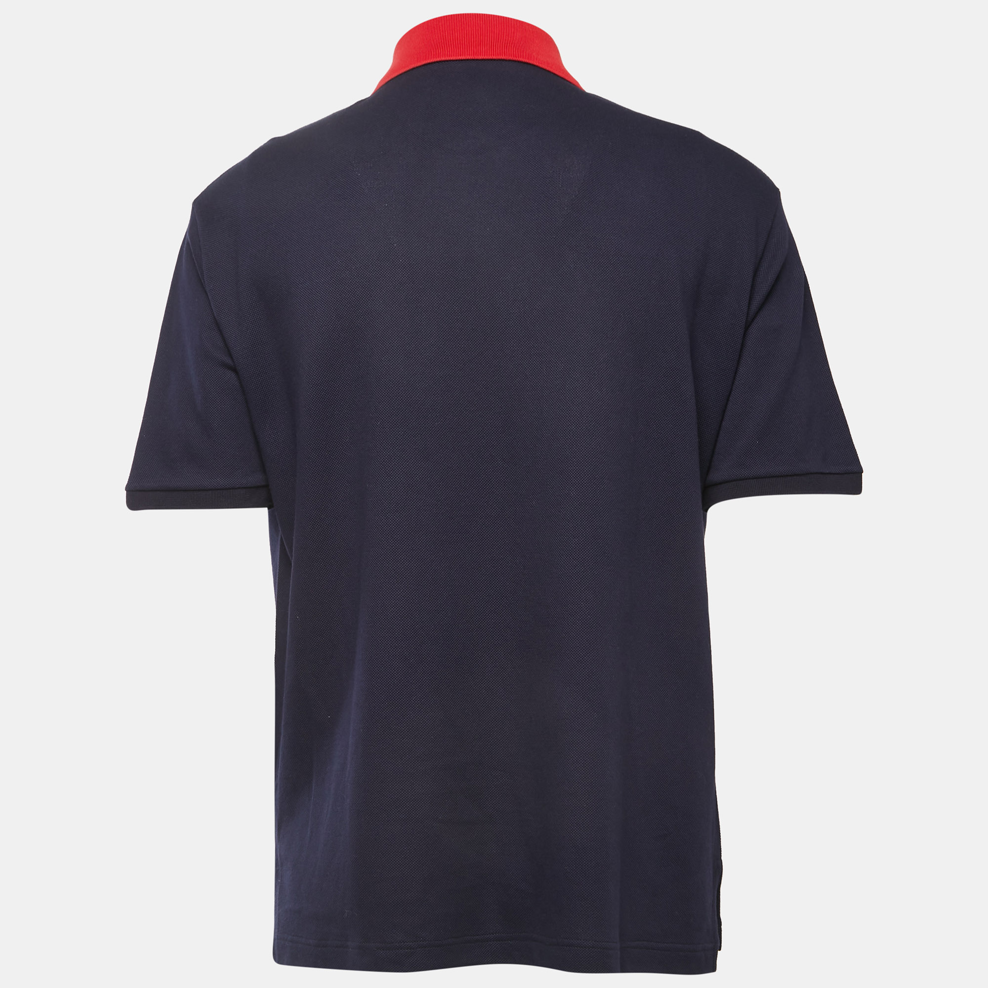

Gucci Navy Blue GG Embroidered Cotton Pique Polo T-Shirt