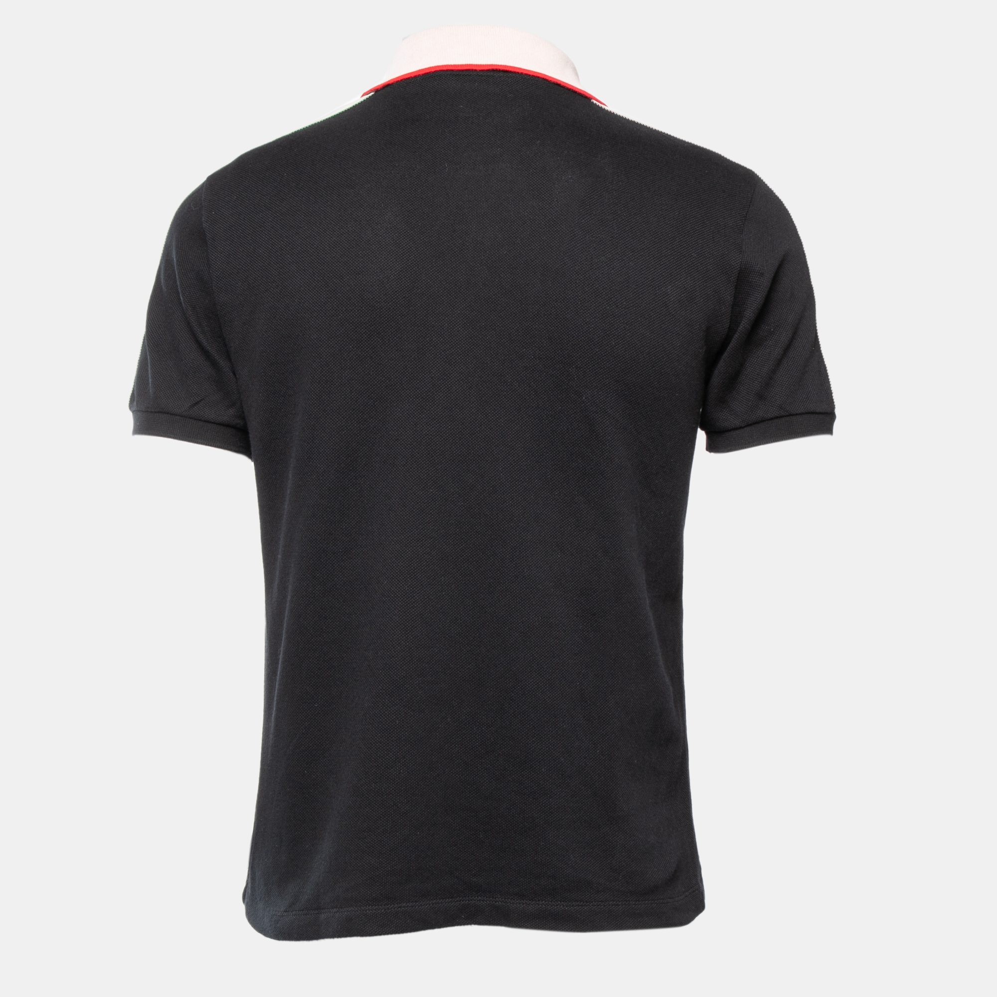 

Gucci Black Cotton Pique Logo Stripe Detailed Polo T-Shirt
