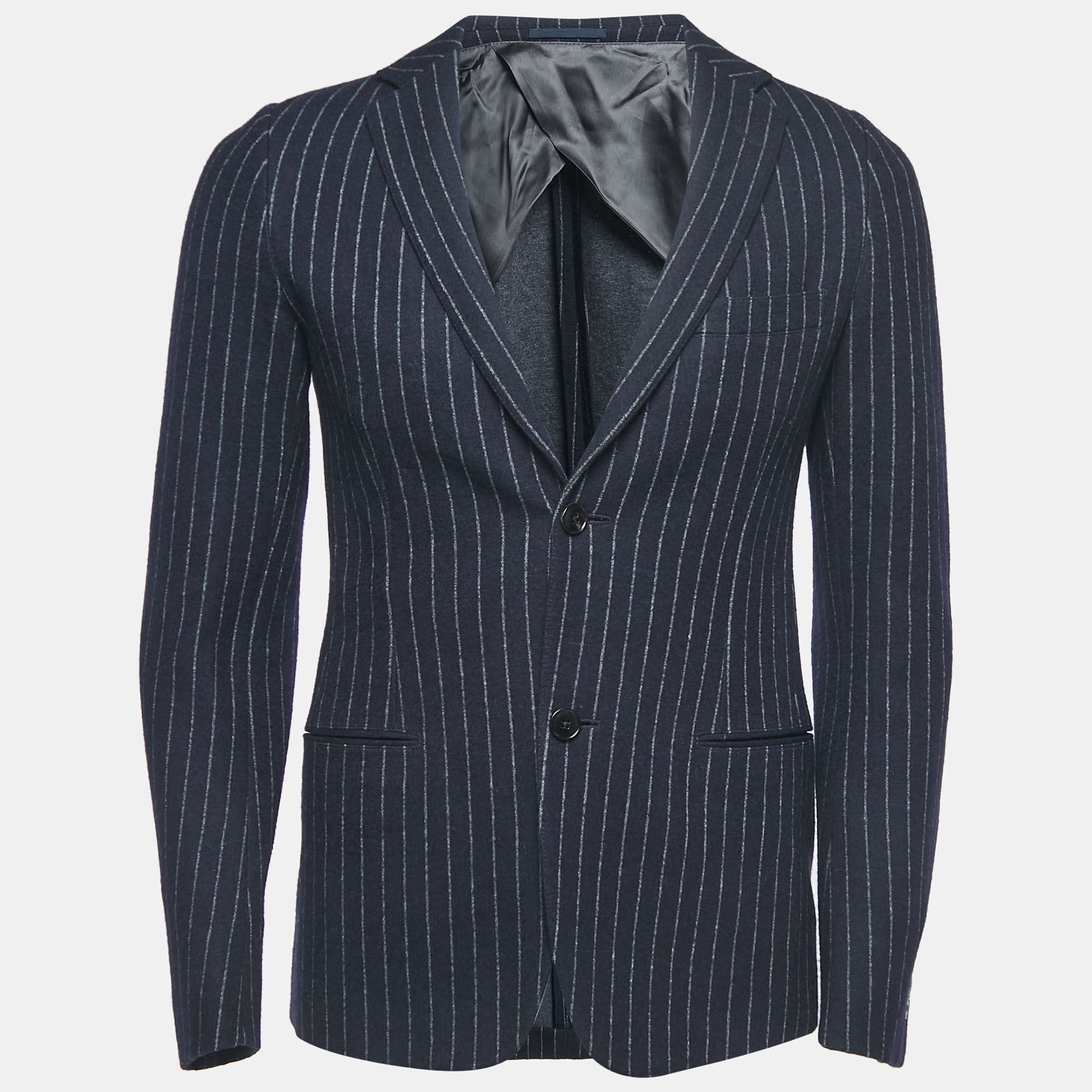 

Gucci Navy Blue Striped Wool Blend Single Breasted Blazer