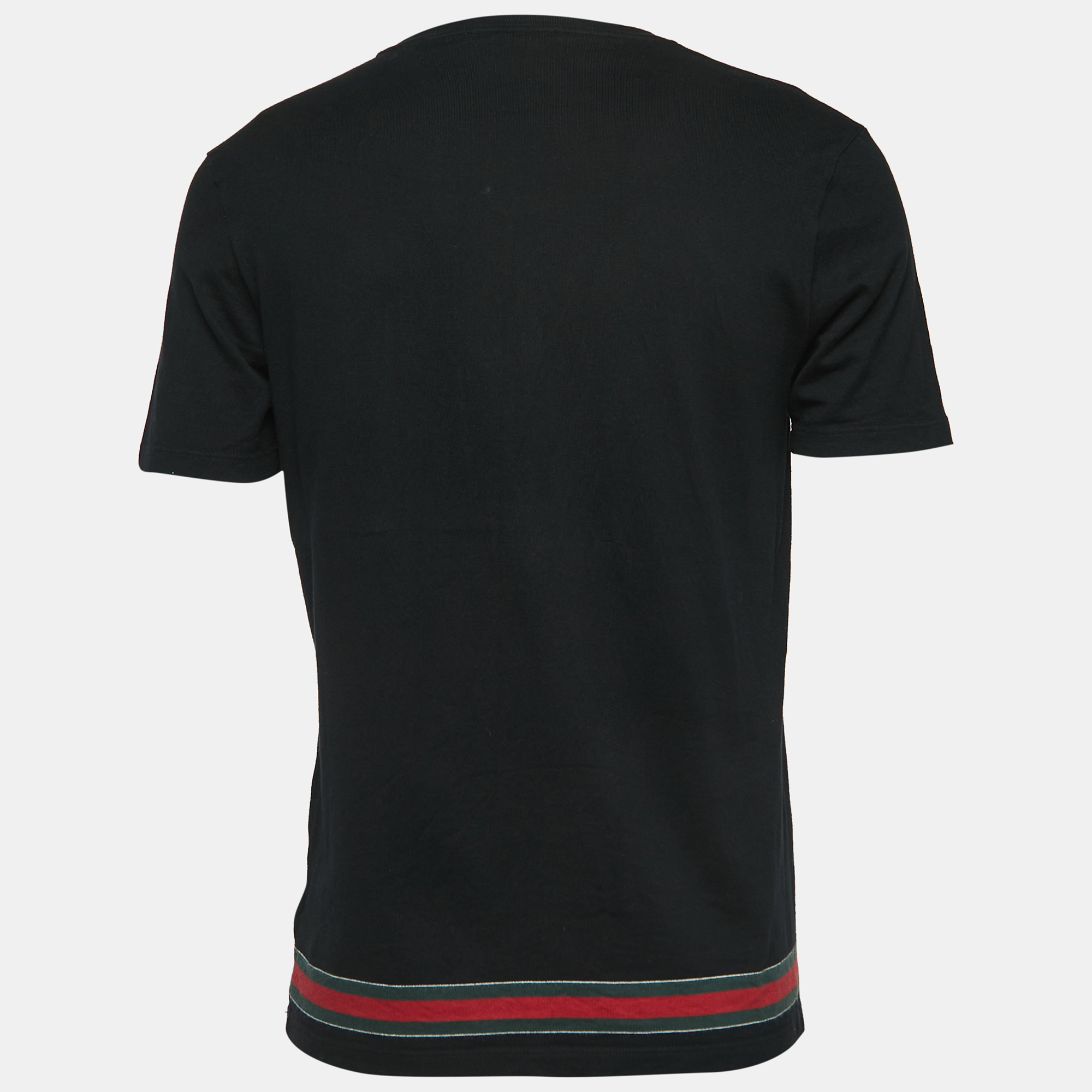 

Gucci Black Cotton Web Striped Crew Neck T-Shirt