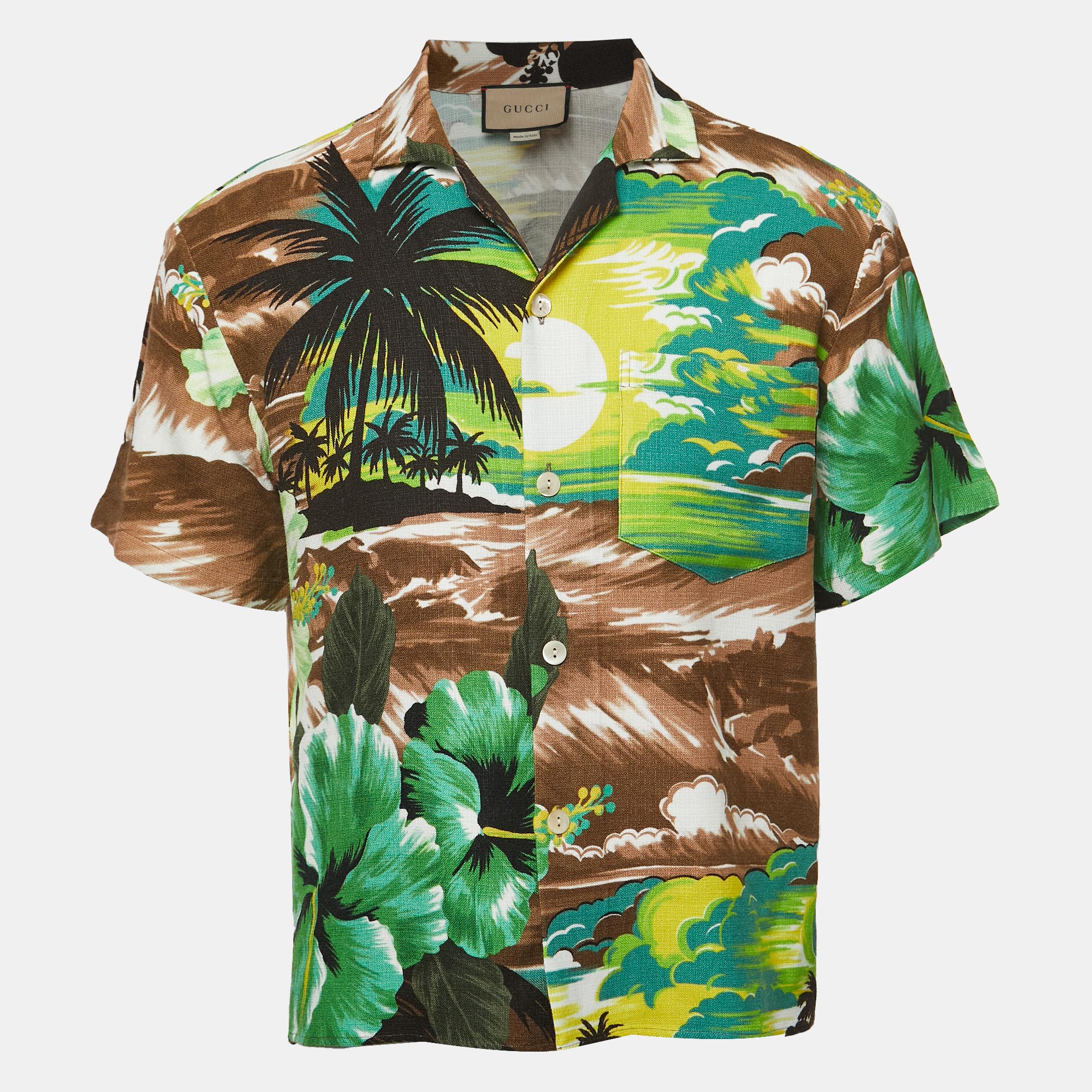 Pre-owned Gucci Multicolor Love Parade Print Viscose Short Sleeve Shirt M