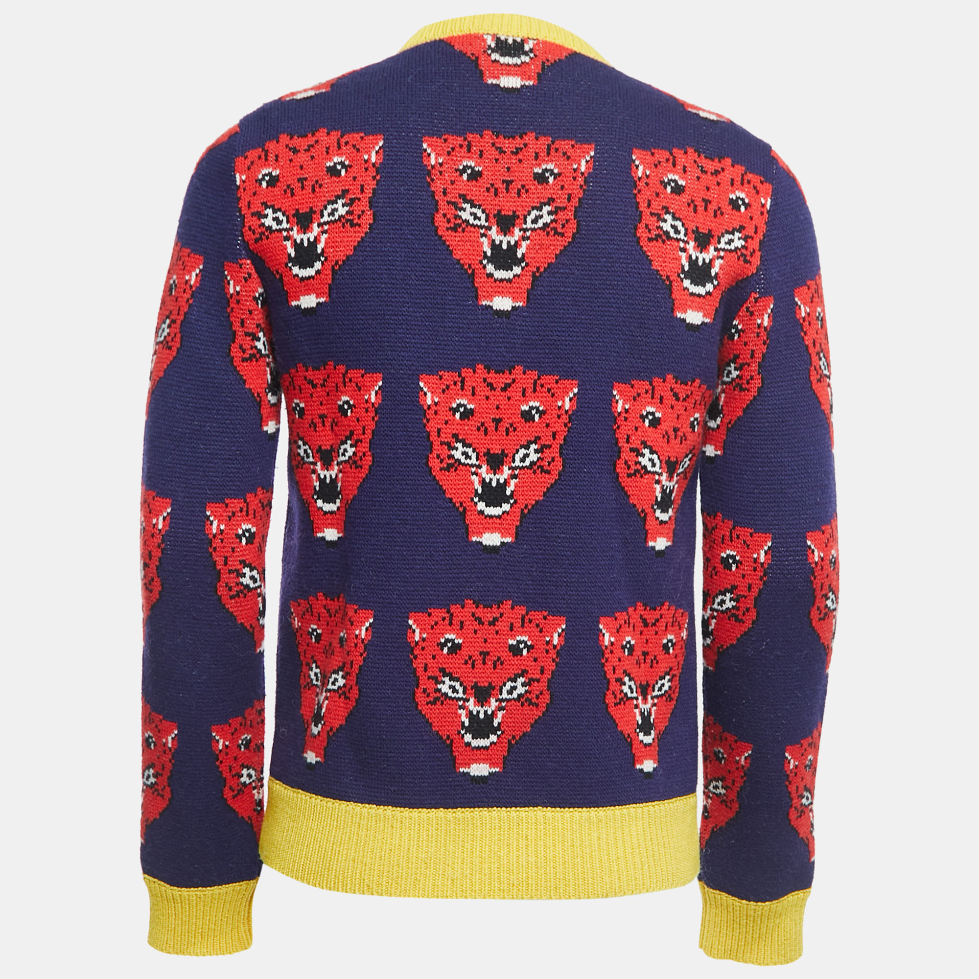 

Gucci Blue/Red Tiger Patterned Wool Sweater