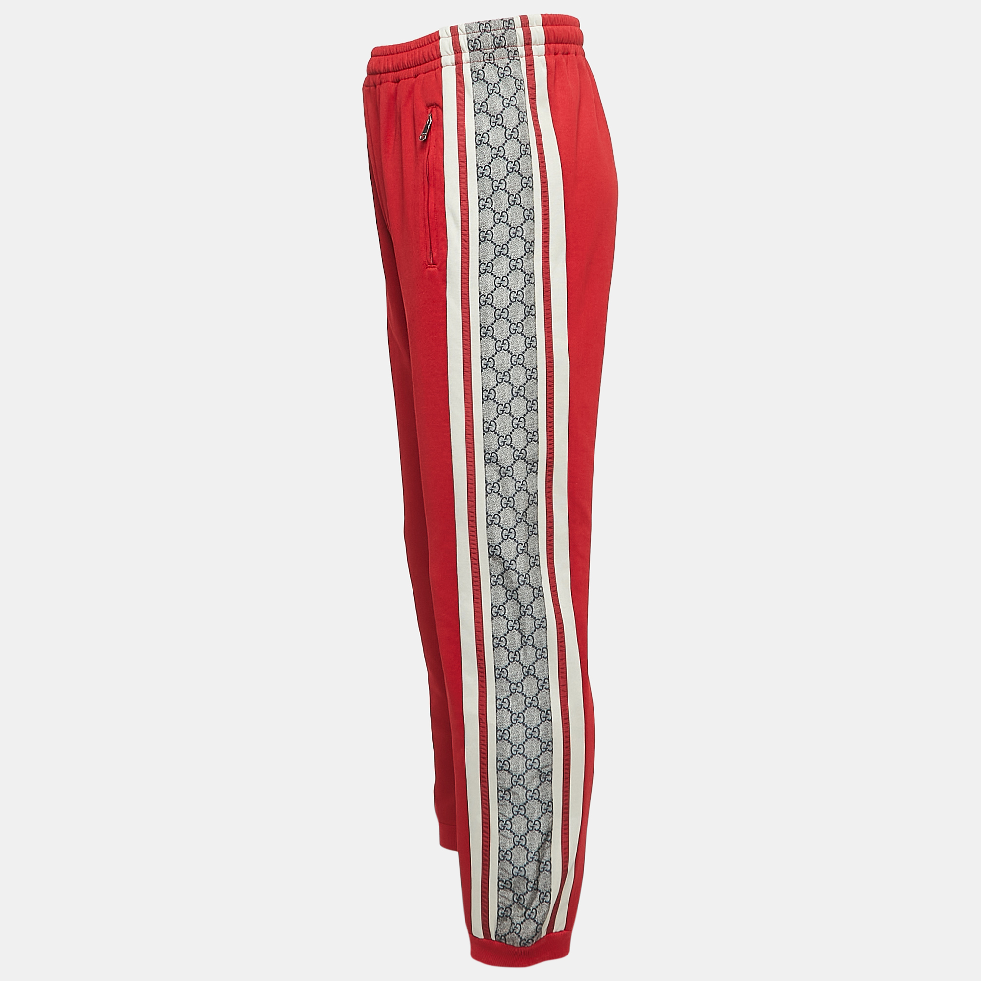 

Gucci Red Technical Jersey Contrast GG Tape Detail Track Pants
