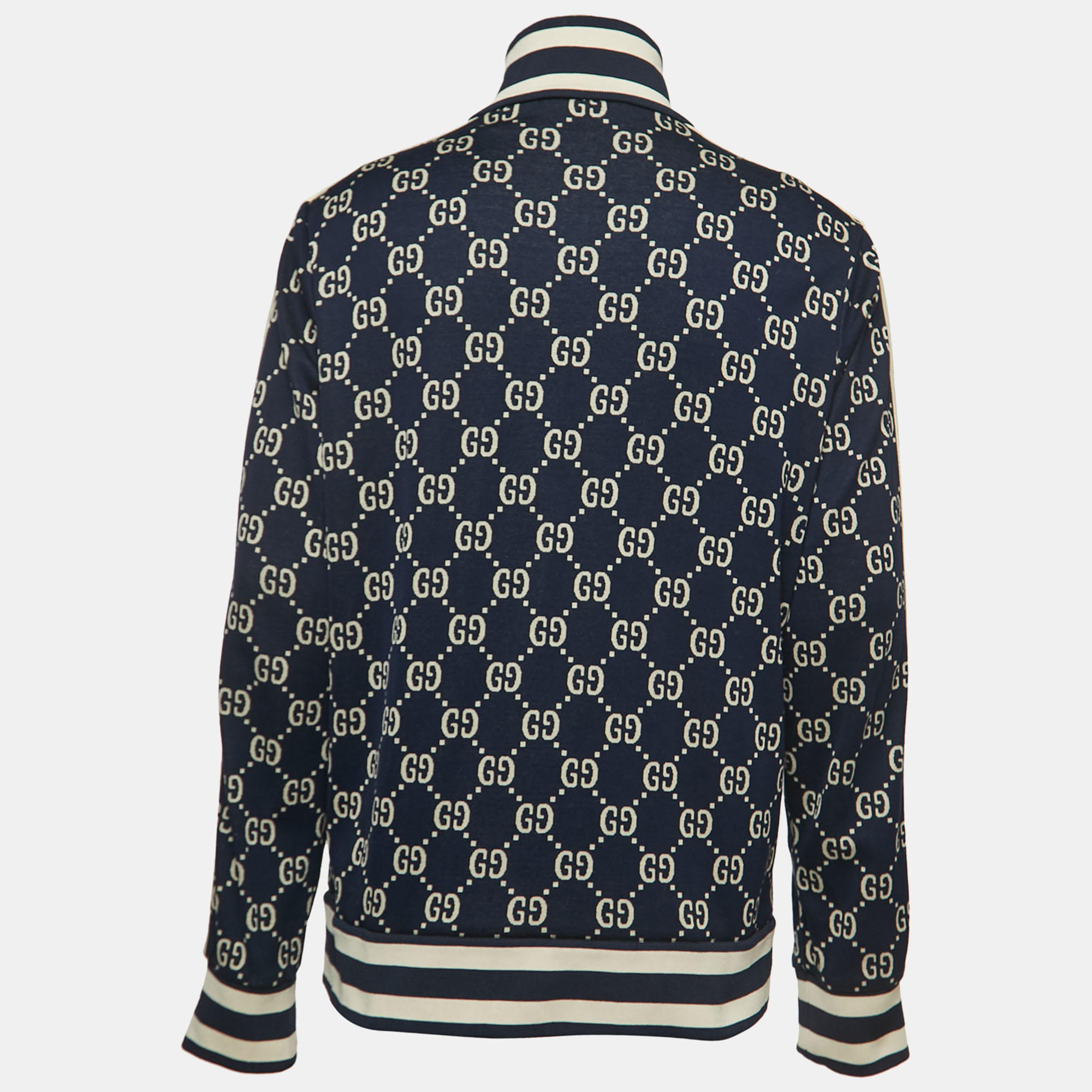 

Gucci Navy Blue All-Over Logo Print Jersey Track Jacket 2XL