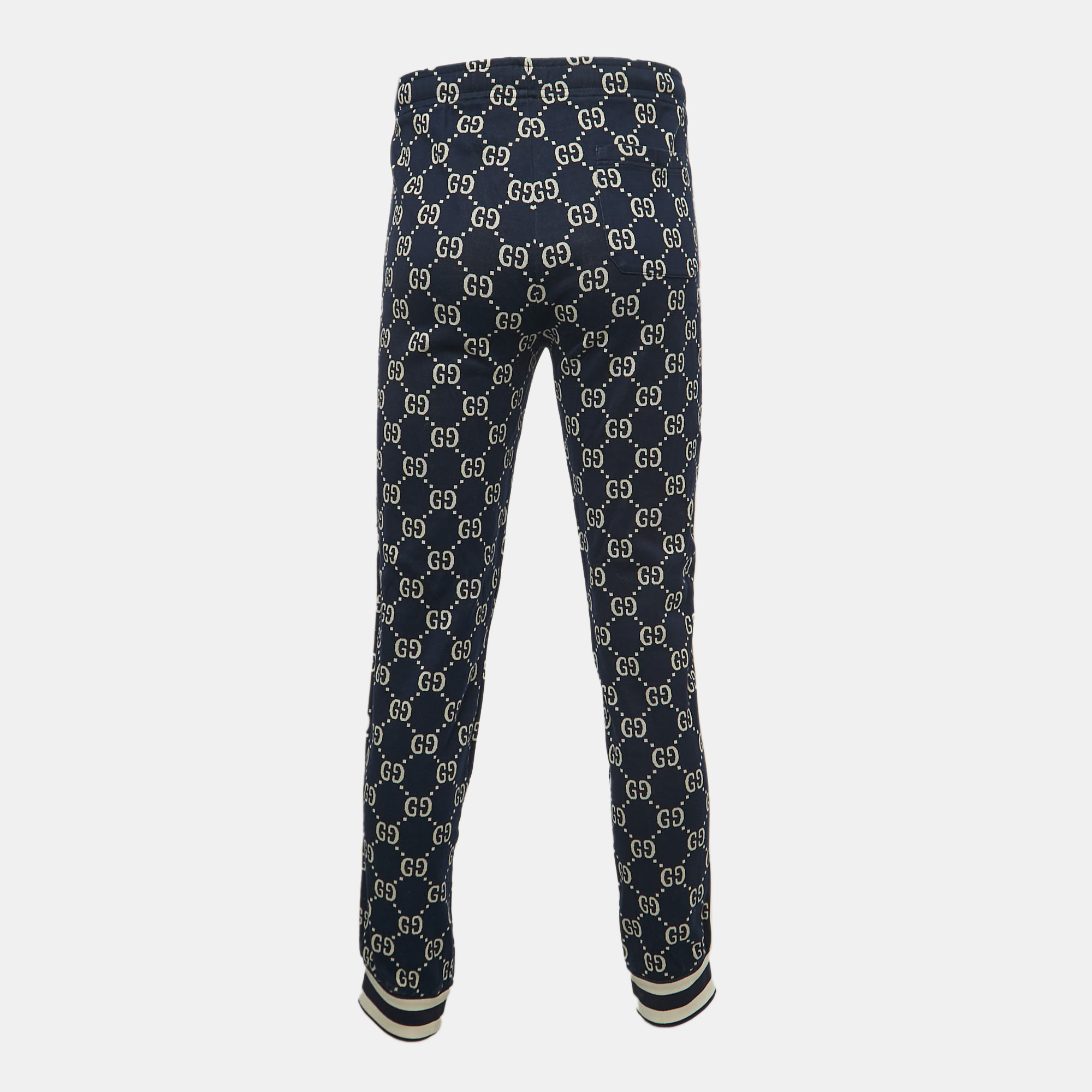 

Gucci Navy Blue All-Over Logo Print Jersey Joggers