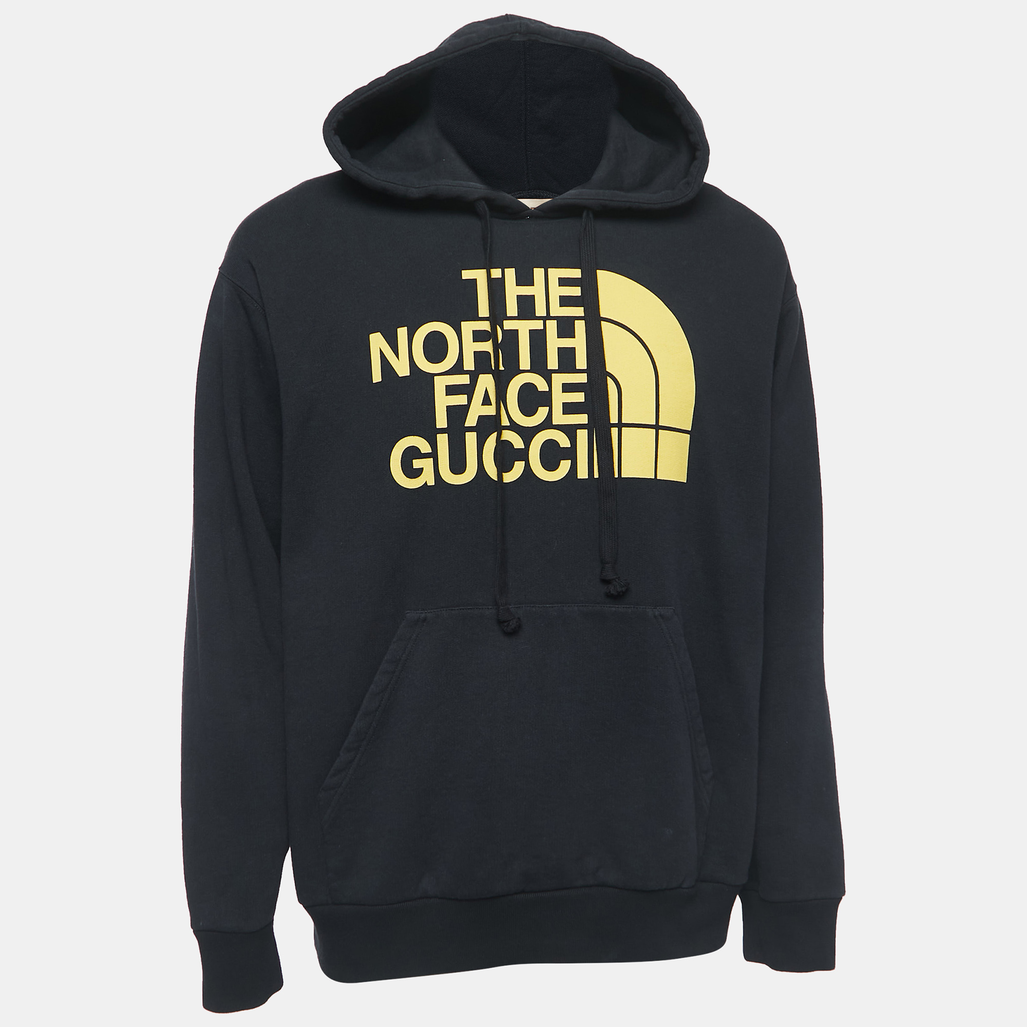Pre-owned Gucci X The North Face Black Logo Print Cotton Hoodie M