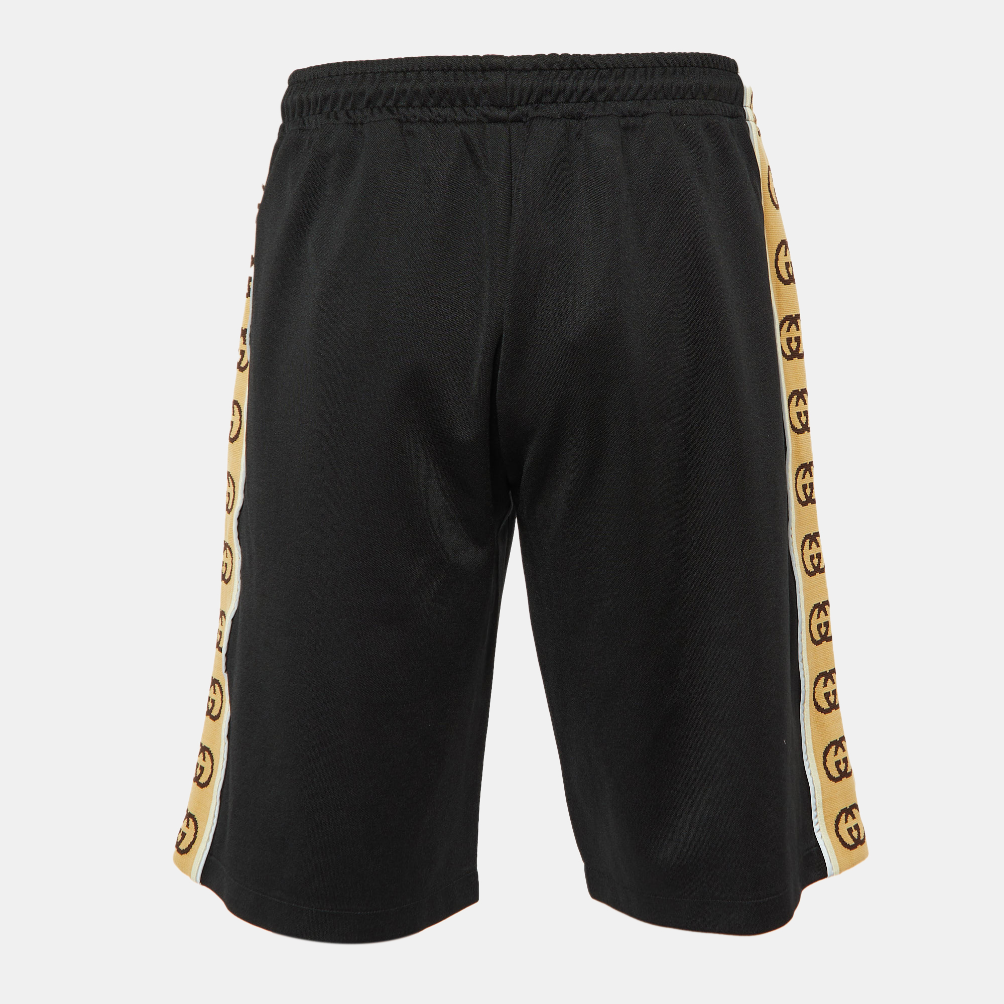 

Gucci Black Knit Logo Stripe Detailed Bermuda Shorts