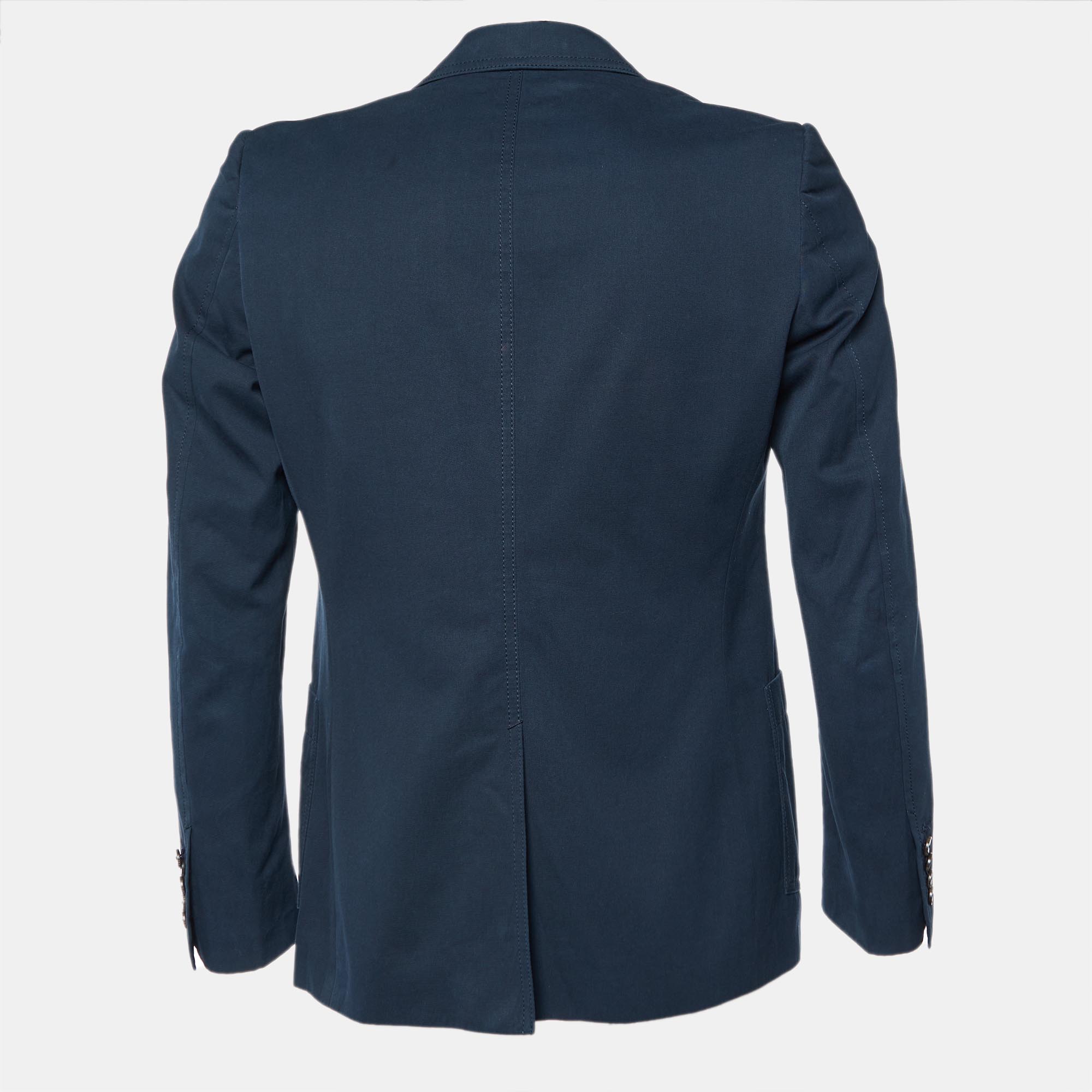 

Gucci Navy Blue Cotton Button Front Blazer