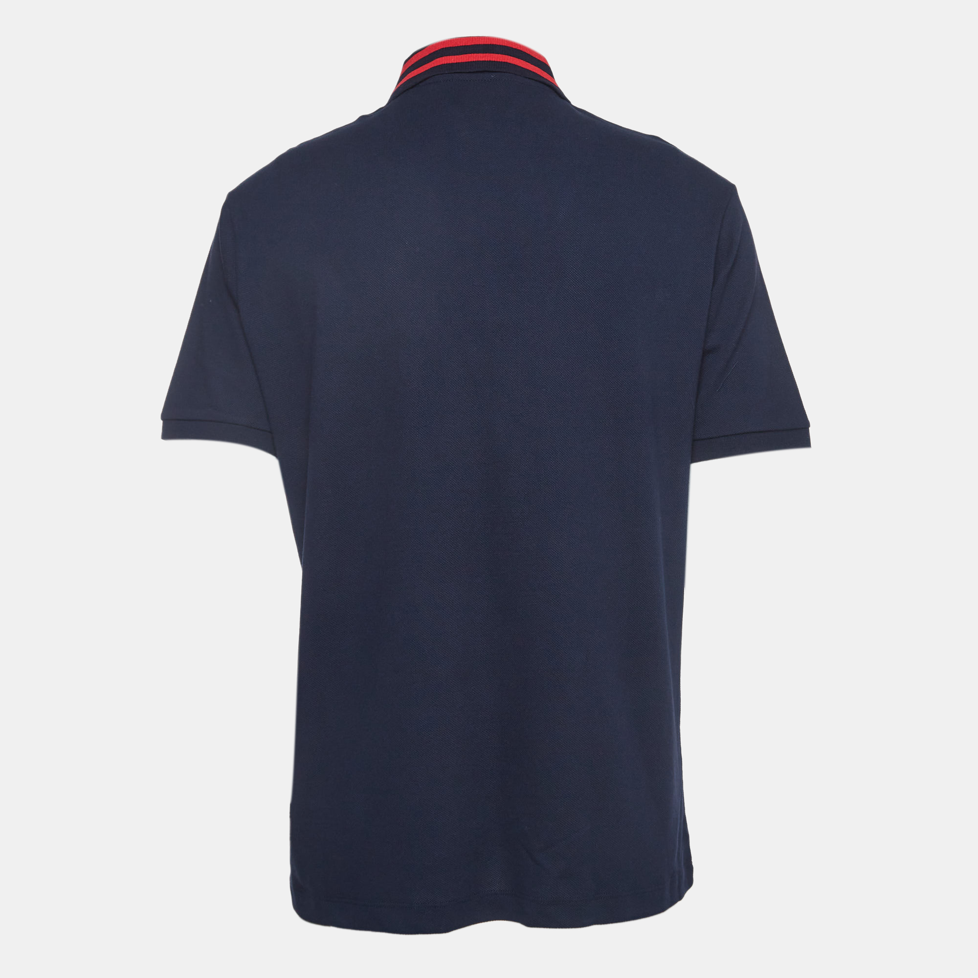 

Gucci Navy Blue Symbols Embroidered Cotton Pique Polo T-Shirt