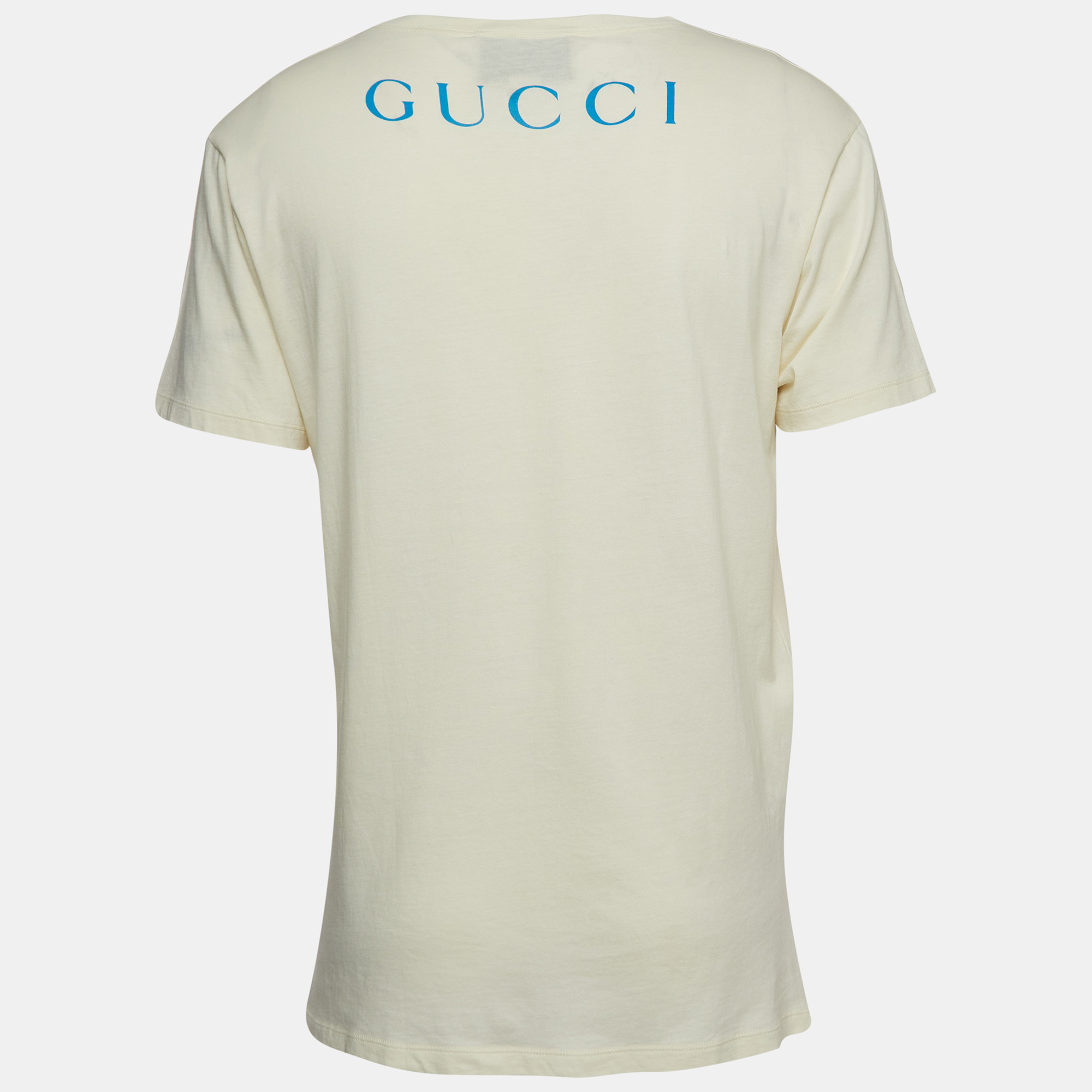 

Gucci Cream Paramount Pictures Print Cotton Crew Neck T-Shirt