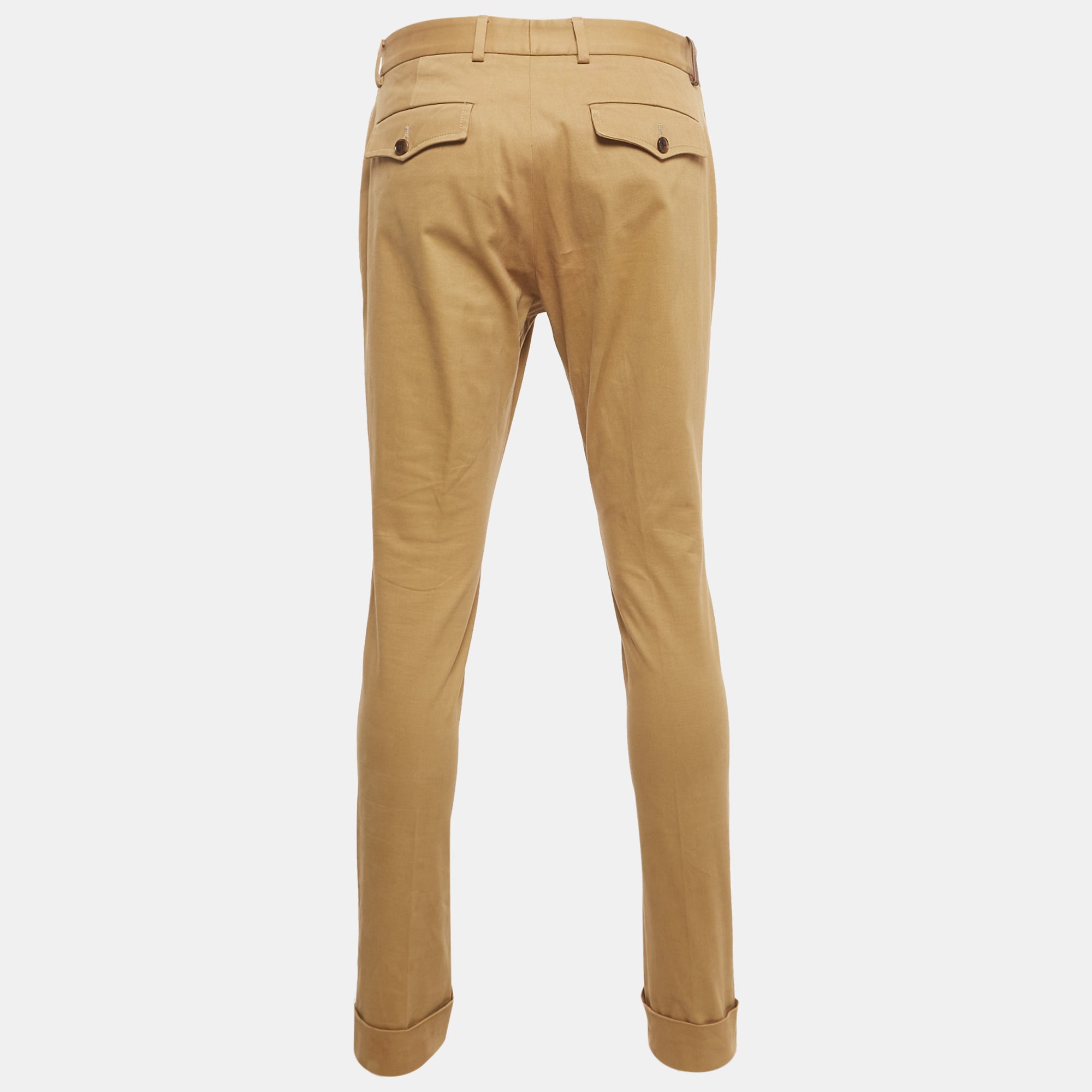 

Gucci Khaki Cotton Riding Tapered Trousers, Beige