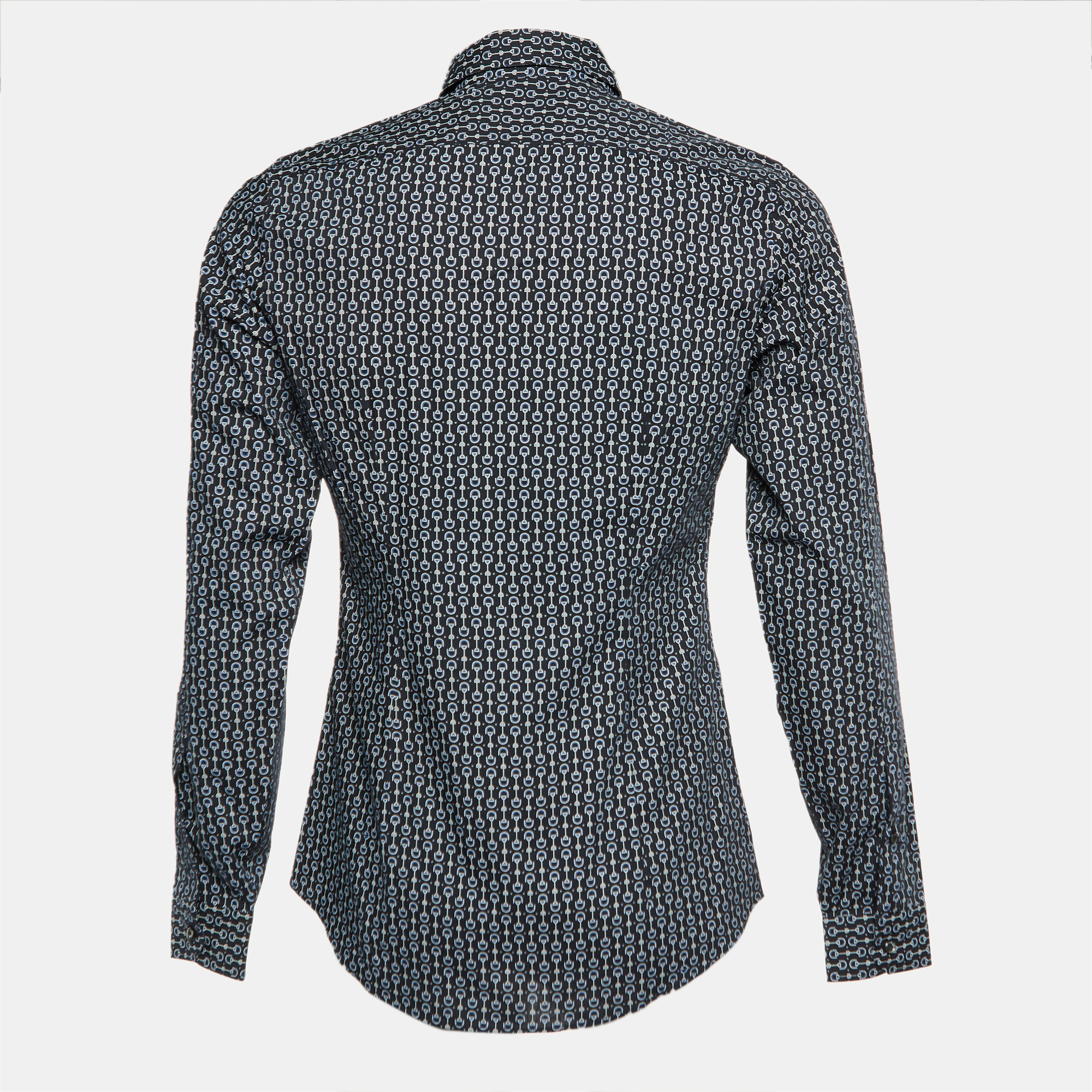 

Gucci Black Horsebit Print Cotton Slim Fit Long Sleeve Shirt