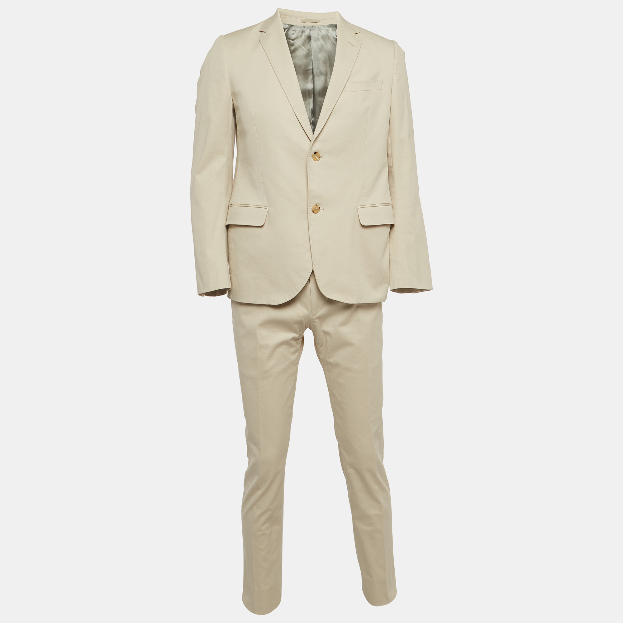 

Gucci Beige Textured Cotton Single Breasted Suit