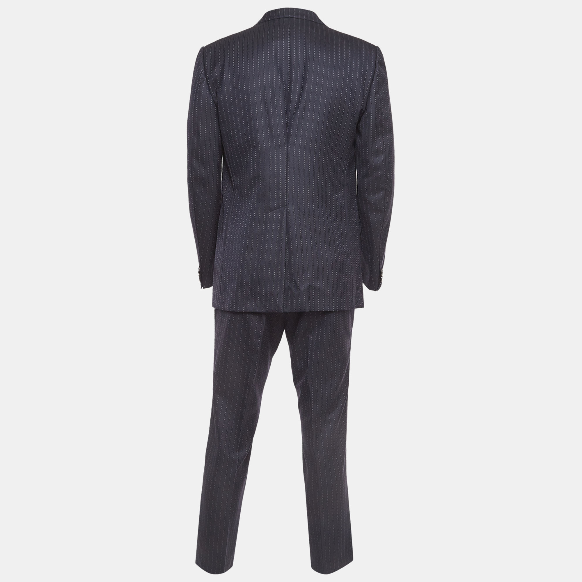

Gucci Navy Blue Pinstripe Wool Single Breasted Suit