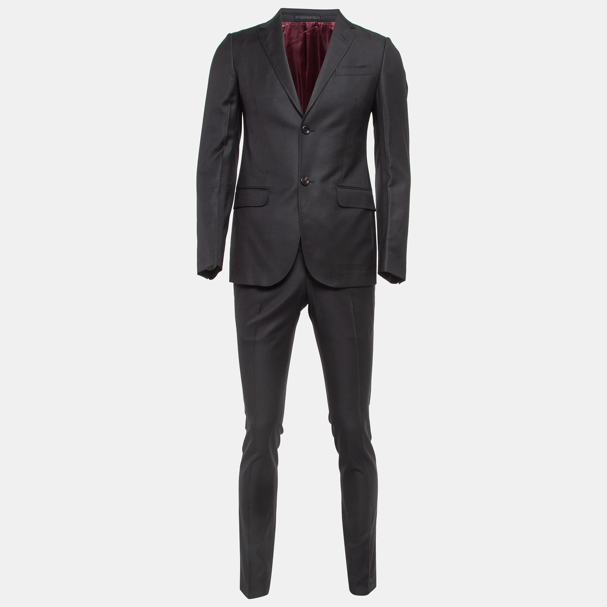 Pre-owned Gucci Black Wool Single Breasted Suit Xs