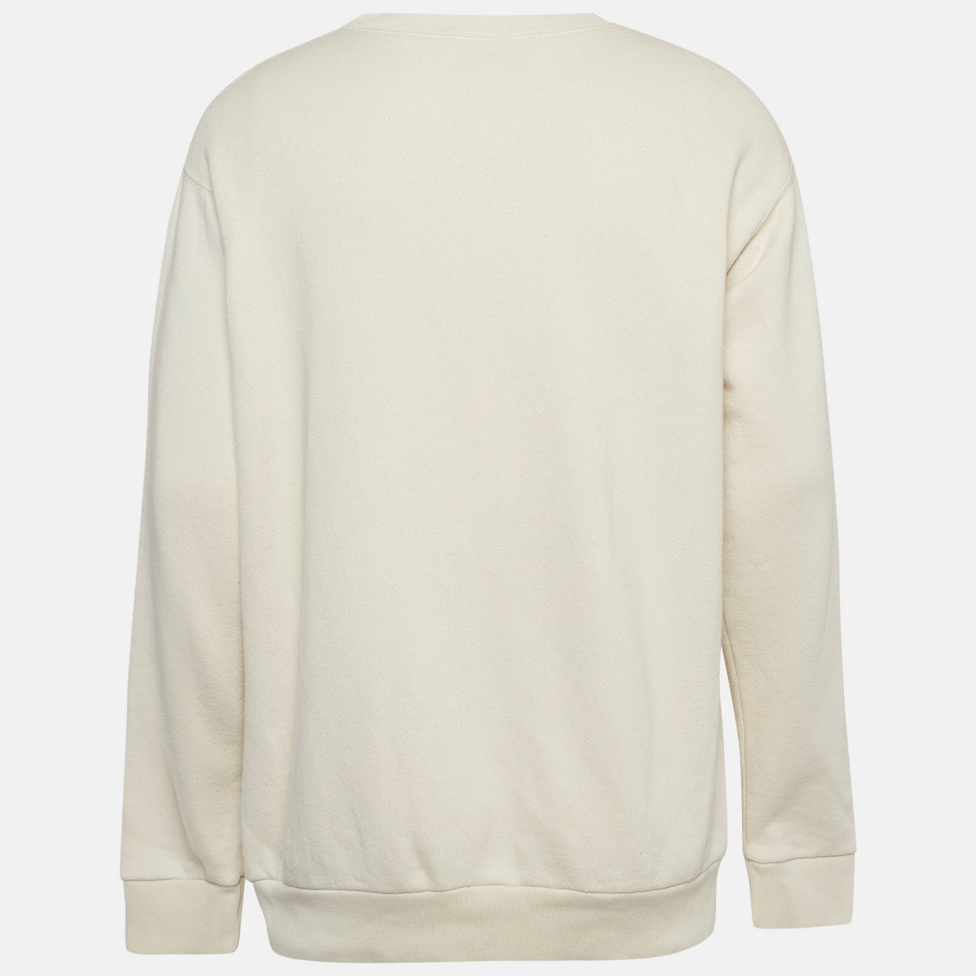 

Gucci Cream Common Sense Logo Print Cotton Distressed Sweatshirt