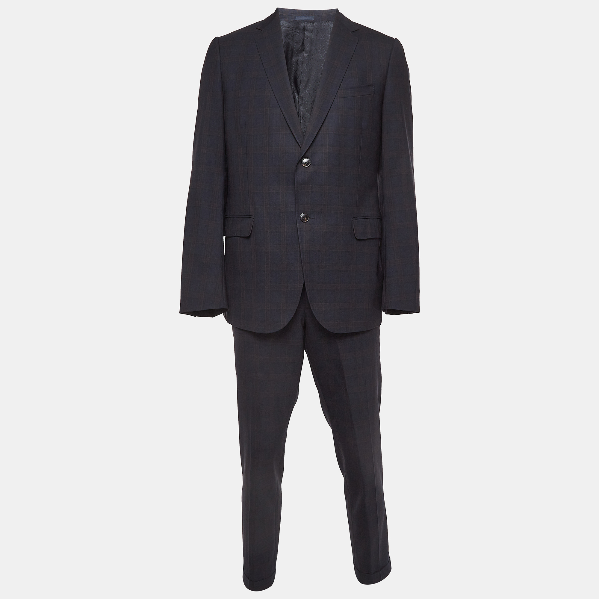 

Gucci Navy Blue Checked Wool Pants Suit XXL