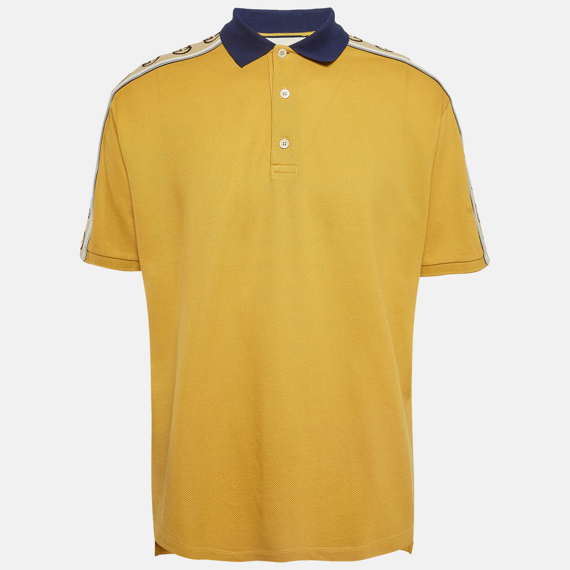

Gucci Yellow Interlocking GG Detailed Cotton Pique Polo T-Shirt XXXL