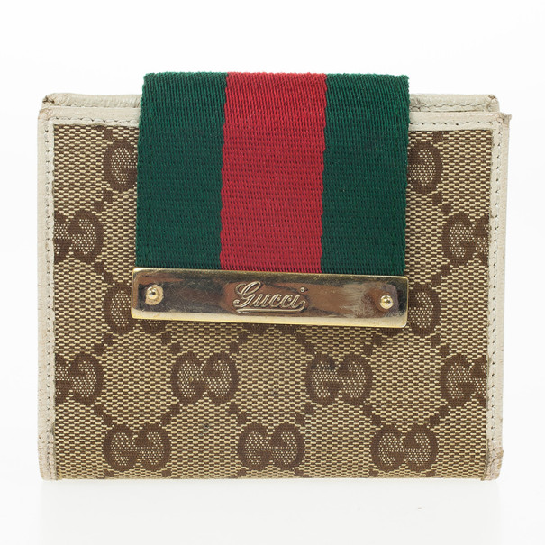 مملوكة مسبقًا Gucci Guccissima Canvas Web Detail Mini Wallet