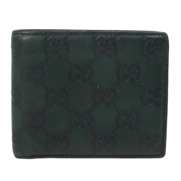Gucci Green Guccissima Leather Bi-Fold Compact Wallet
