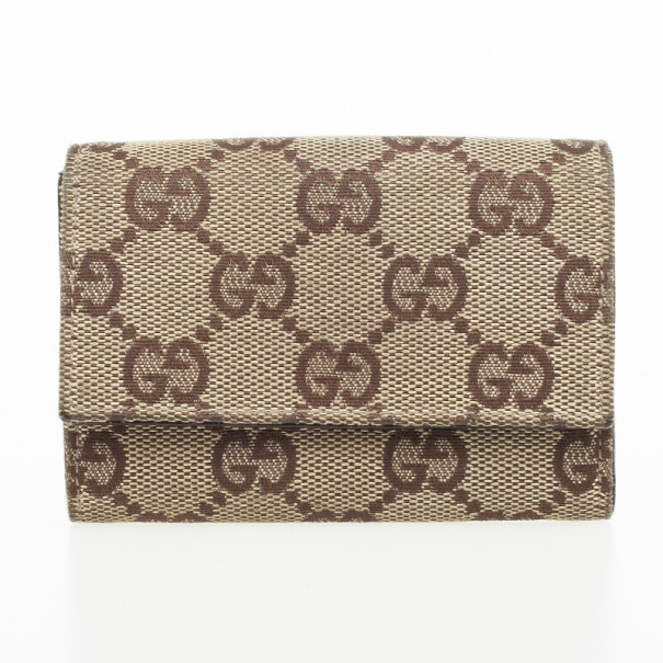 Pre Owned Gucci Monogram Compact Wallet