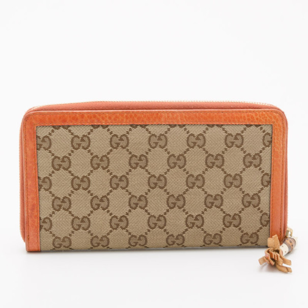 مملوكة مسبقًا Gucci Zip Around Wallet with Tassel and Bamboo Detail 