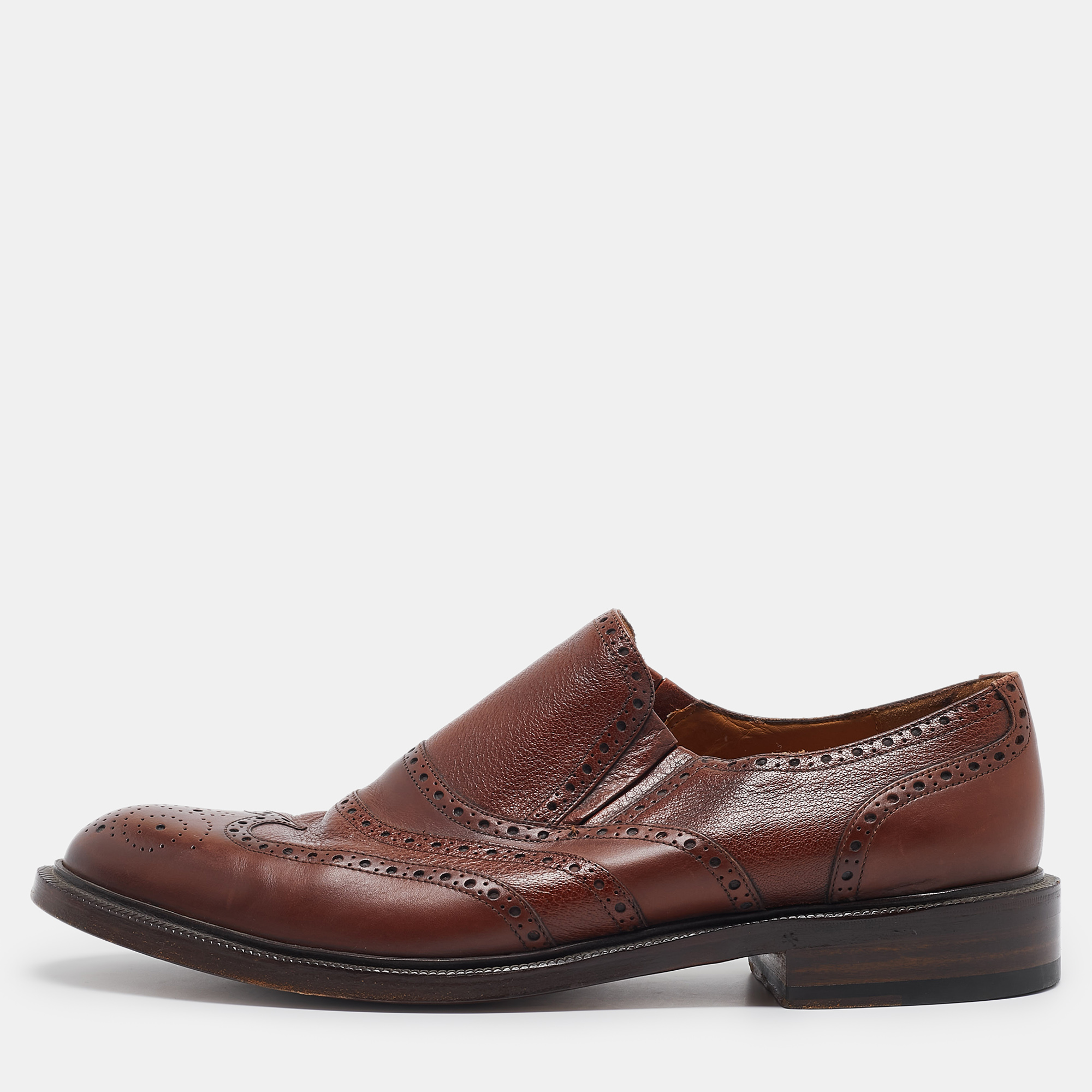 

Gucci Brown Brogue Leather Slip On Oxford Size