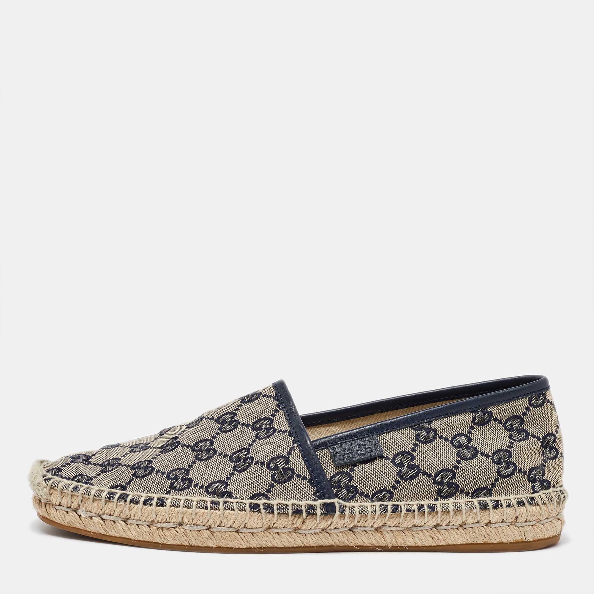 

Gucci Beige/Navy Blue GG Canvas Espadrille Flats Size 40