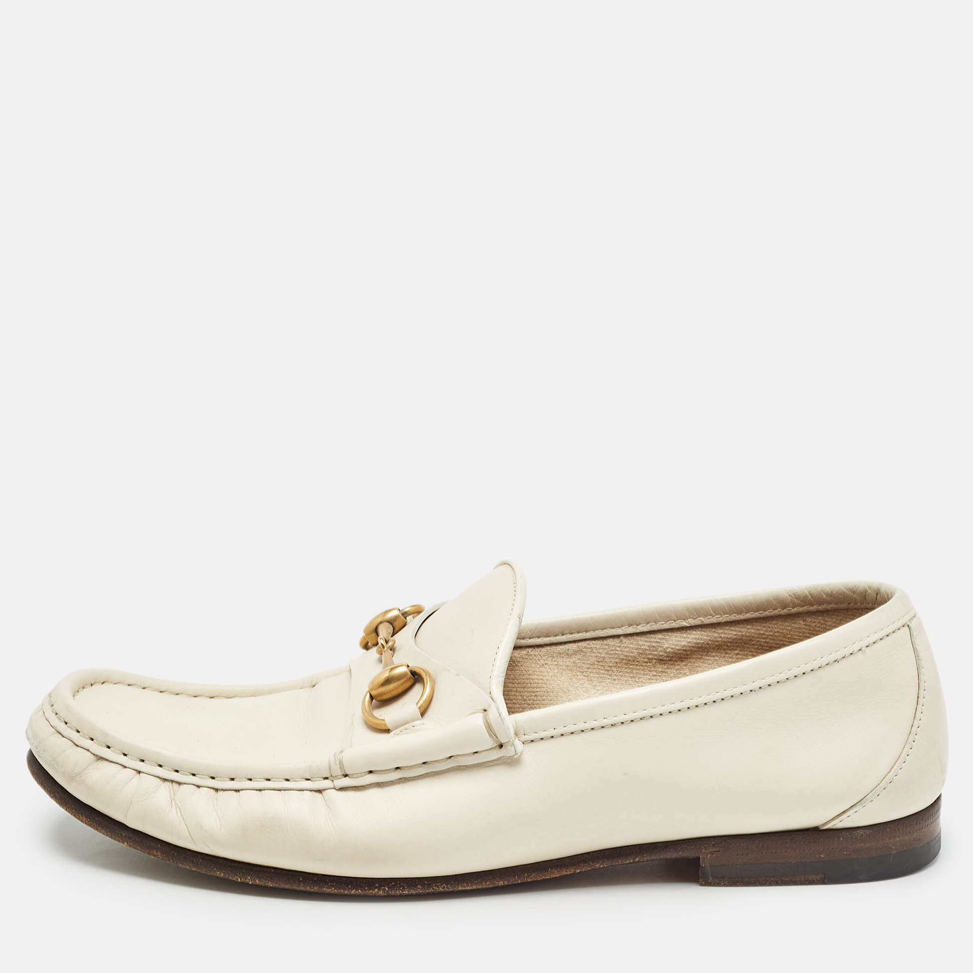 

Gucci Cream Leather 1953 Horsebit Loafers Size 41.5