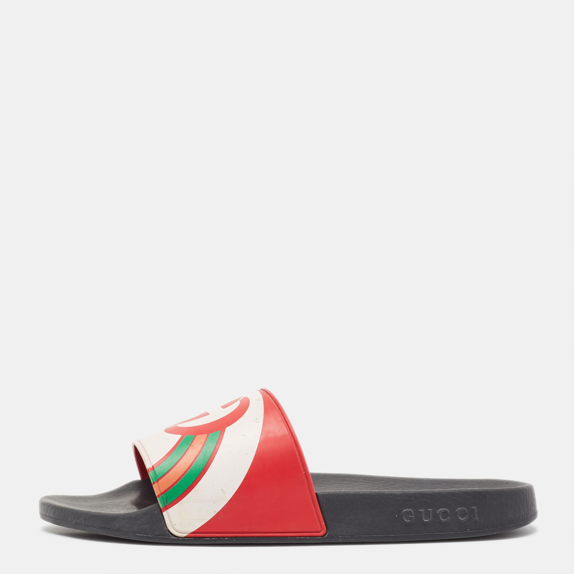 

Gucci Multicolor GG Rainbow Rubber Pool Slides Size 45