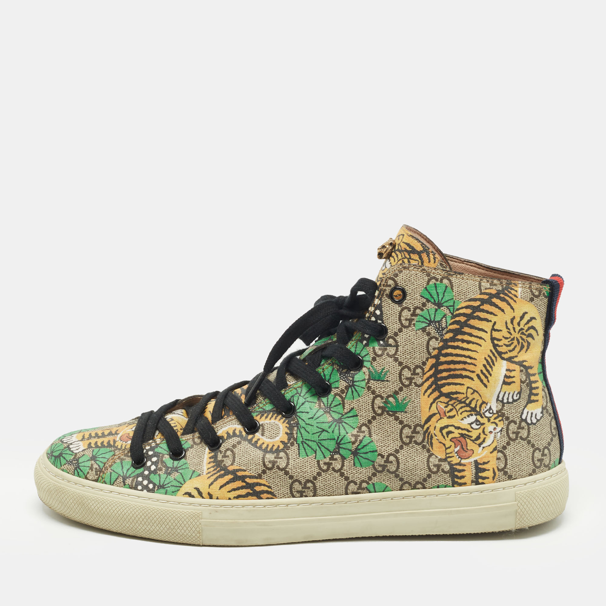 Pre-owned Gucci Multicolor Gg Coated Canvas High Top Sneakers Size 44