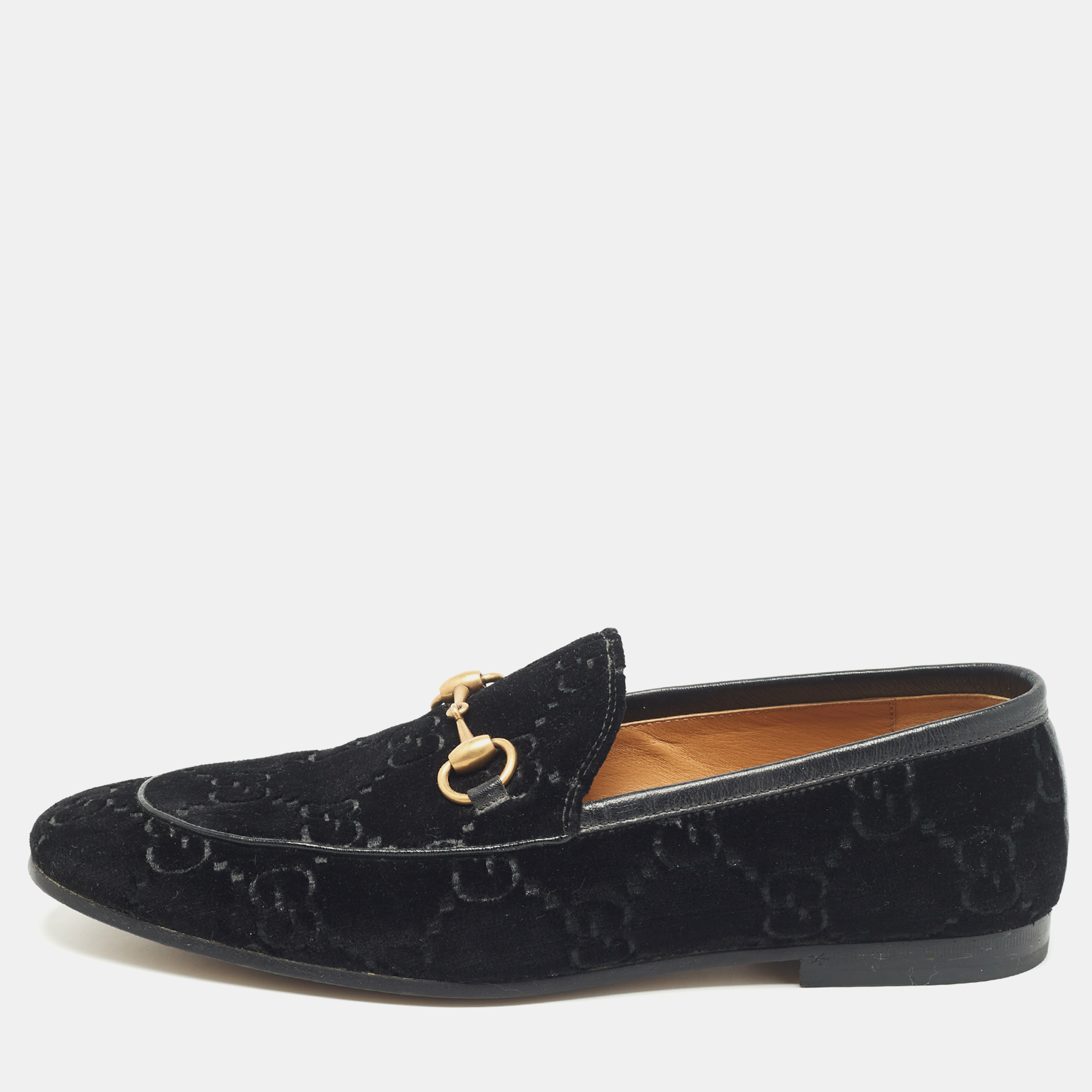 

Gucci Black GG Velvet Jordaan Loafers Size 42.5