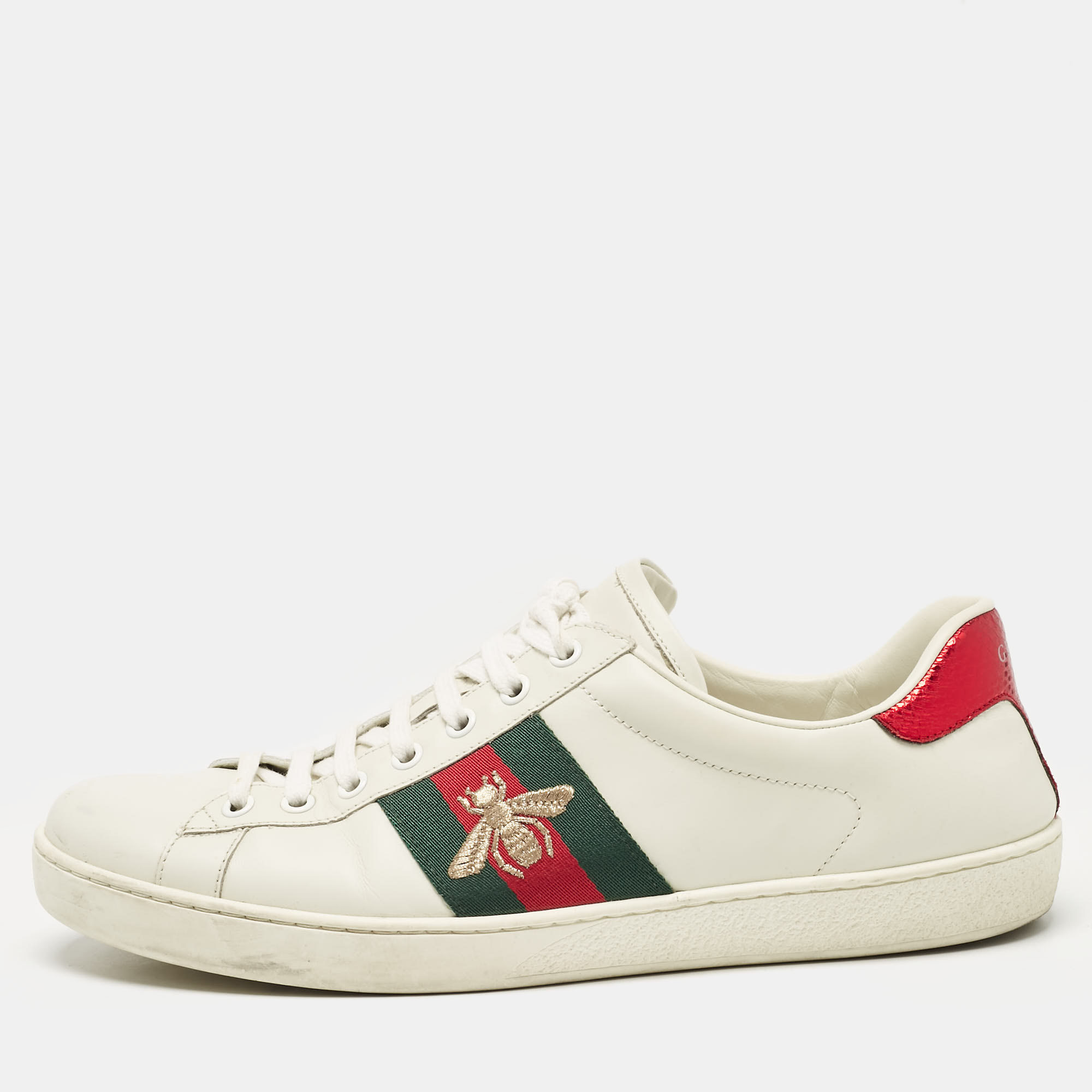 

Gucci White Leather Ace Lace Up Sneakers Size